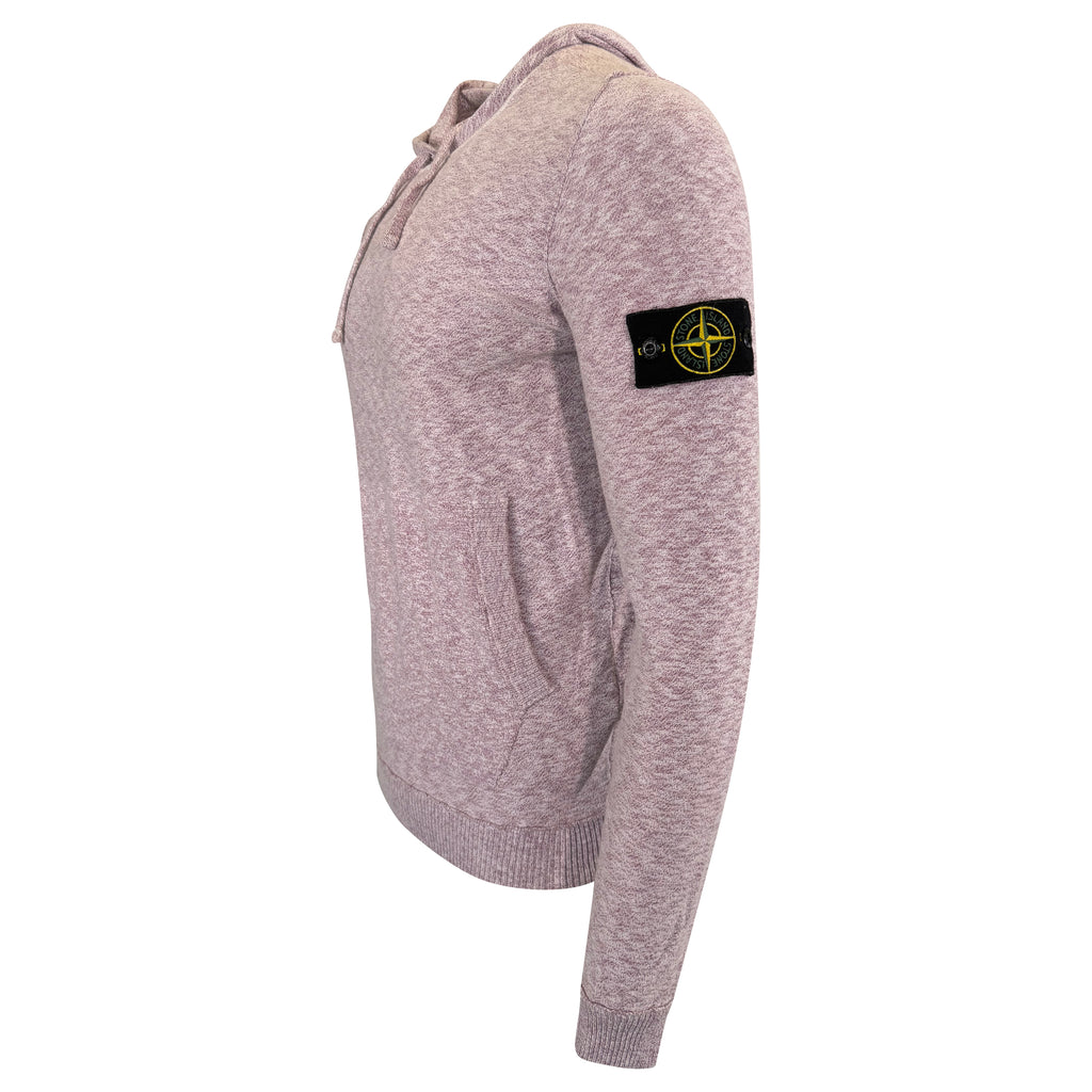 STONE ISLAND BADGE HOODIE PINK KNIT  - MEDIUM | PRE OWNED
