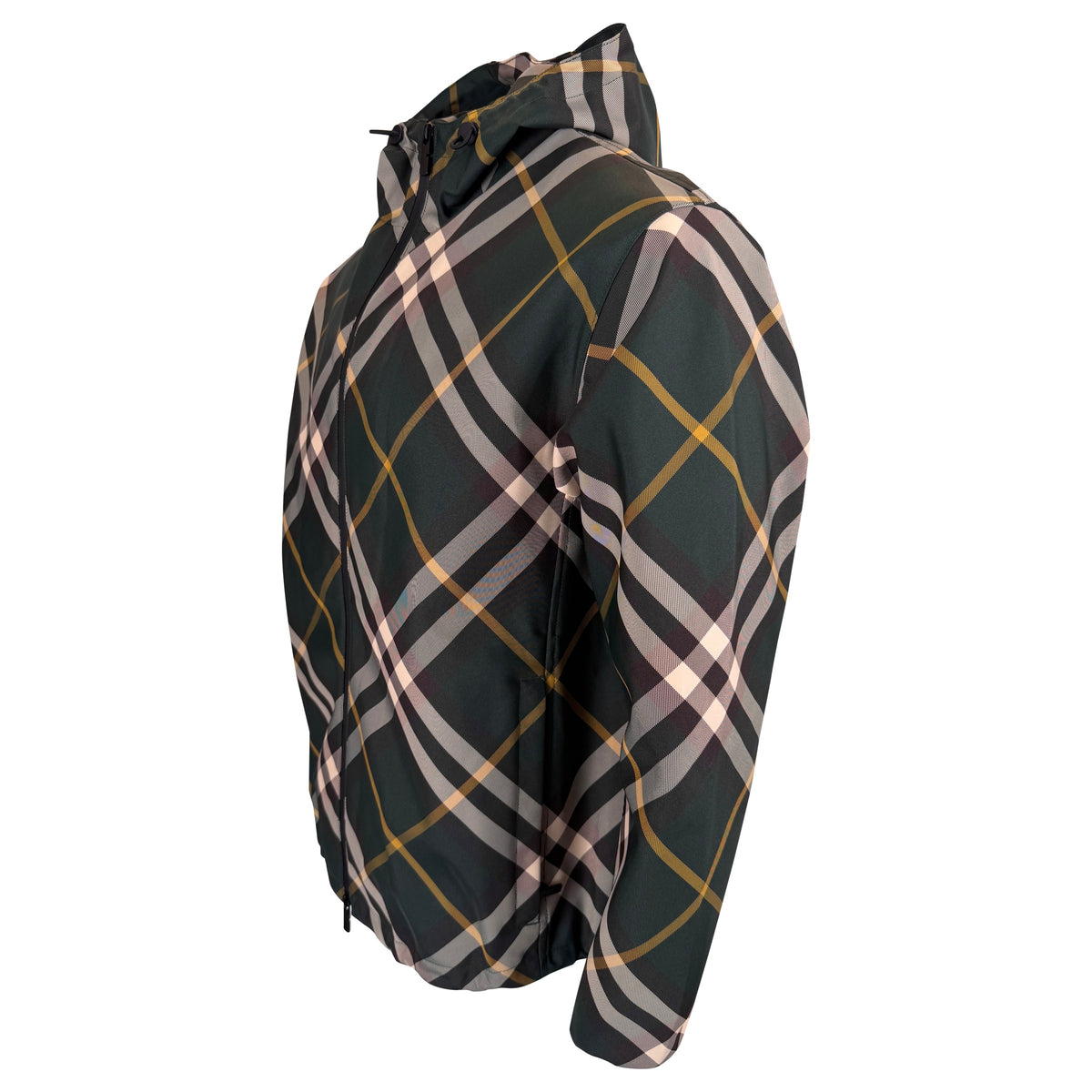 BURBERRY GREEN CHECKERED ZIP JACKET - SMALL (Fits Size Large) | PRE OWNED