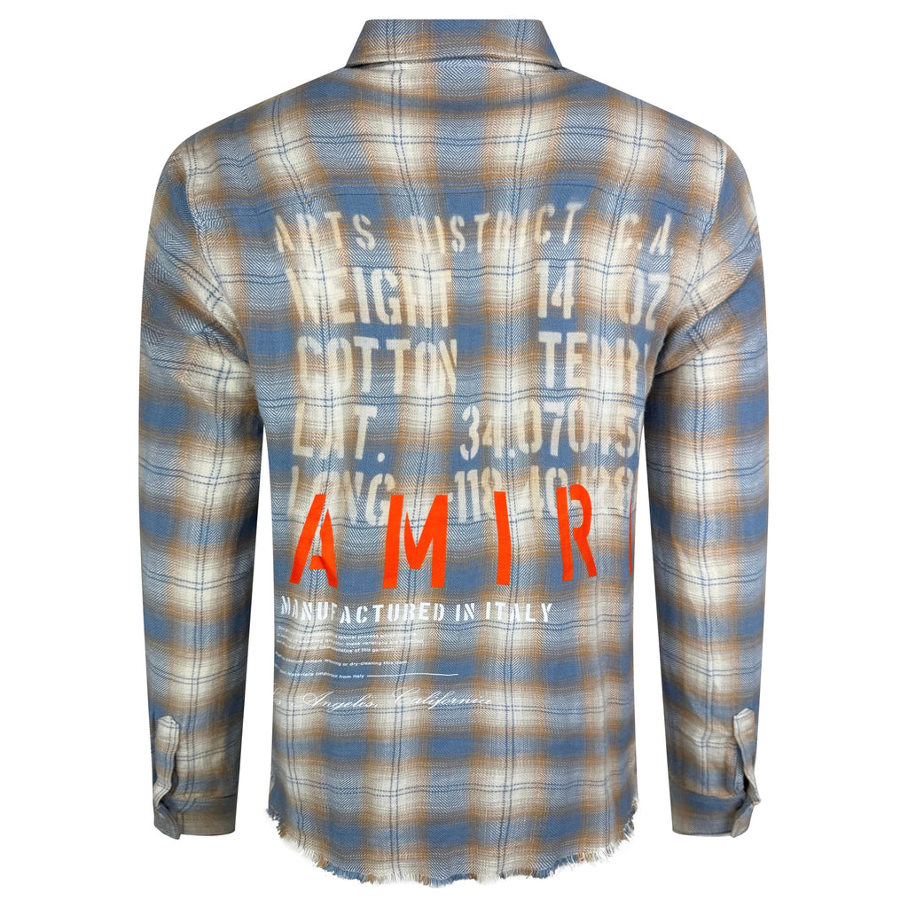AMIRI BLUE / BEIGE CHECKED SHIRT - MEDIUM