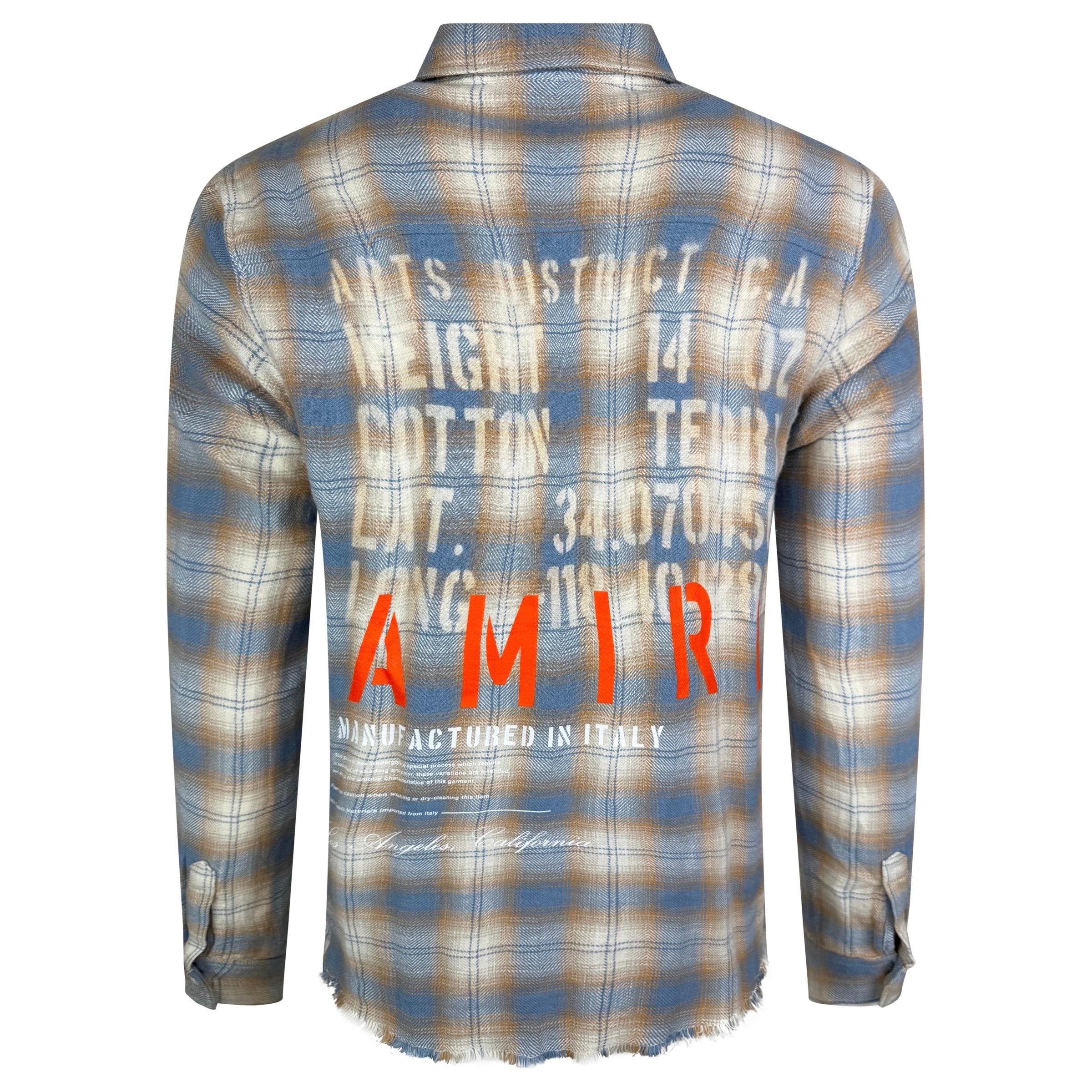 AMIRI BLUE / BEIGE CHECKED SHIRT - MEDIUM