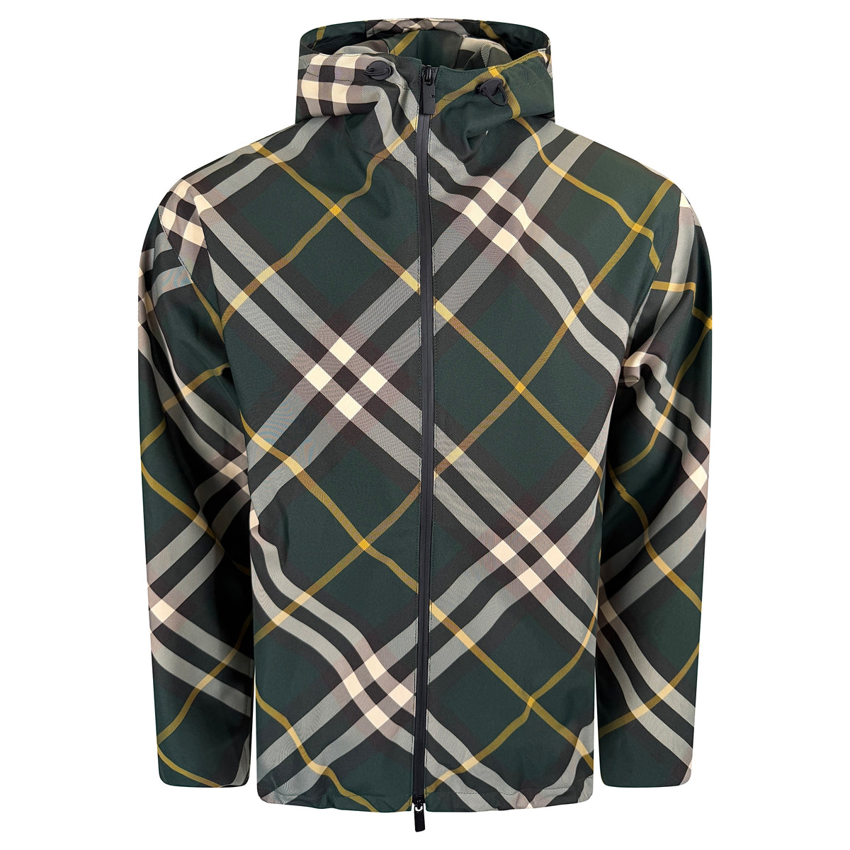 BURBERRY GREEN CHECKERED ZIP JACKET - SMALL (Fits Size Large) | PRE OWNED