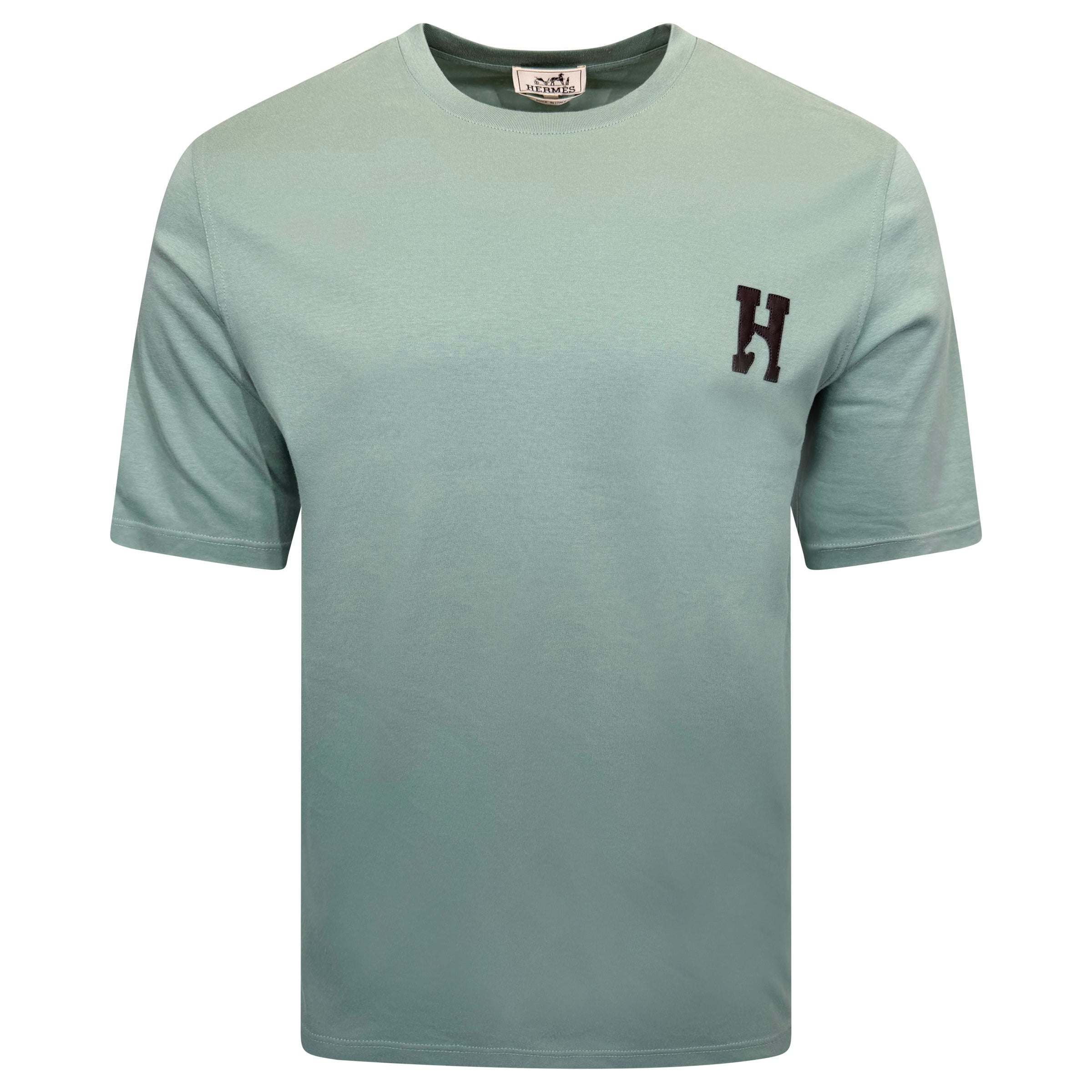 HERMES TURQOISE LOGO T SHIRT - LARGR | PRE OWNED