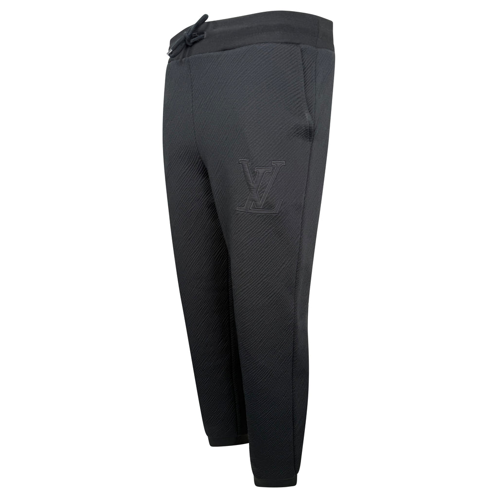 LOUIS VUITON RIBBED LV LOGO TRACK PANTS BLACK - LARGE