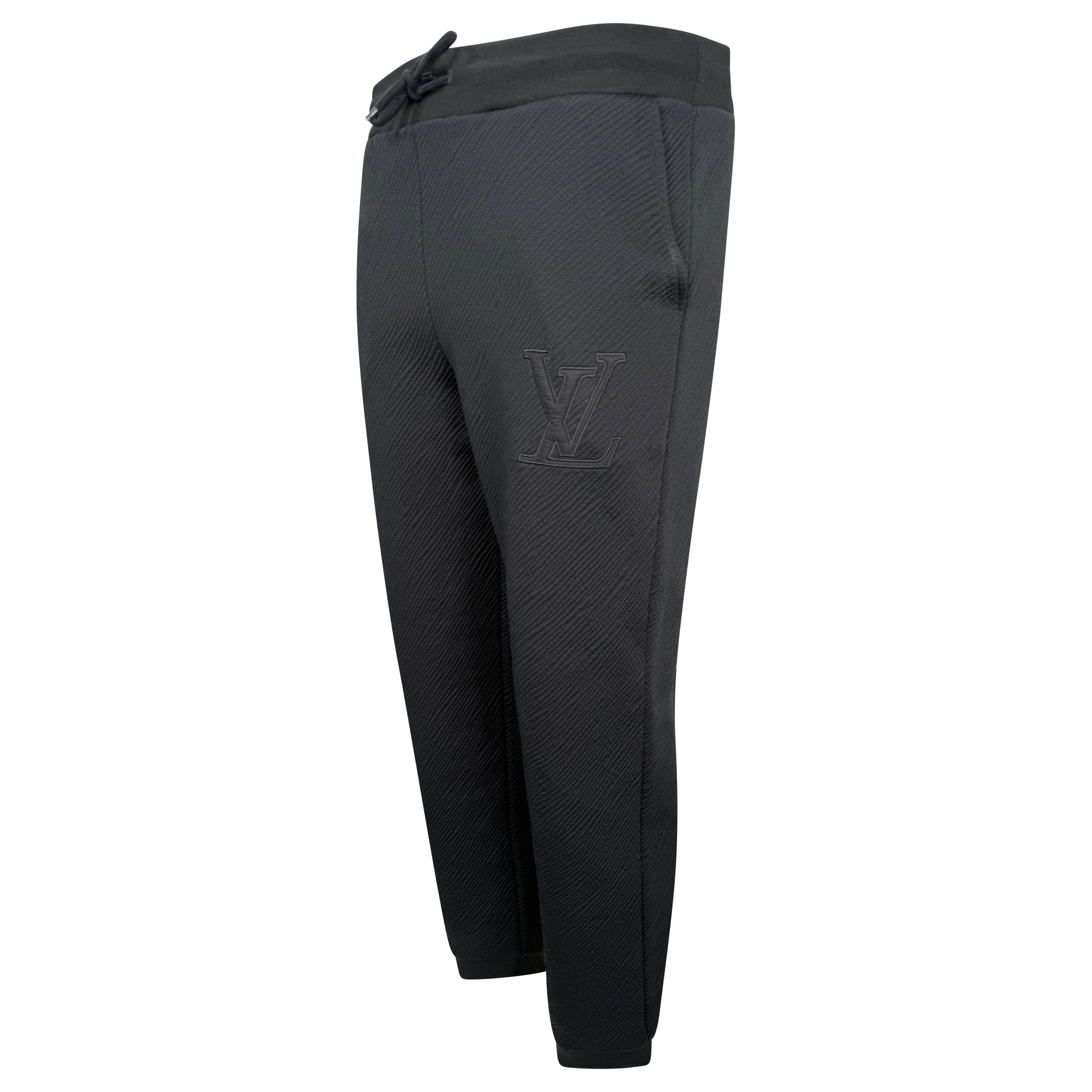 LOUIS VUITON RIBBED LV LOGO TRACK PANTS BLACK - LARGE