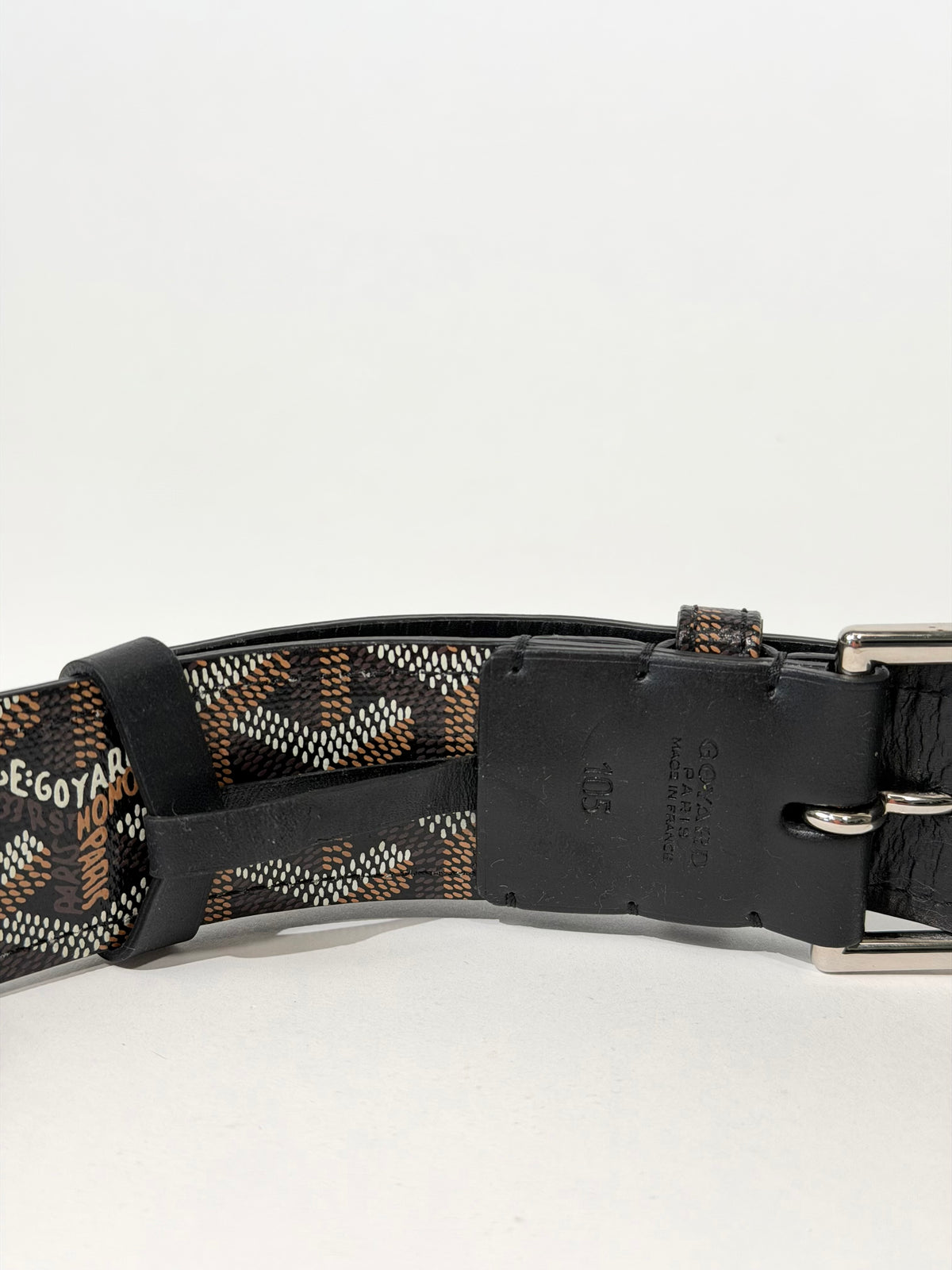 GOYARD FLORIDA CANVAS BELT BLACK / BEIGE - 105CM (34-38W) | PRE OWNED