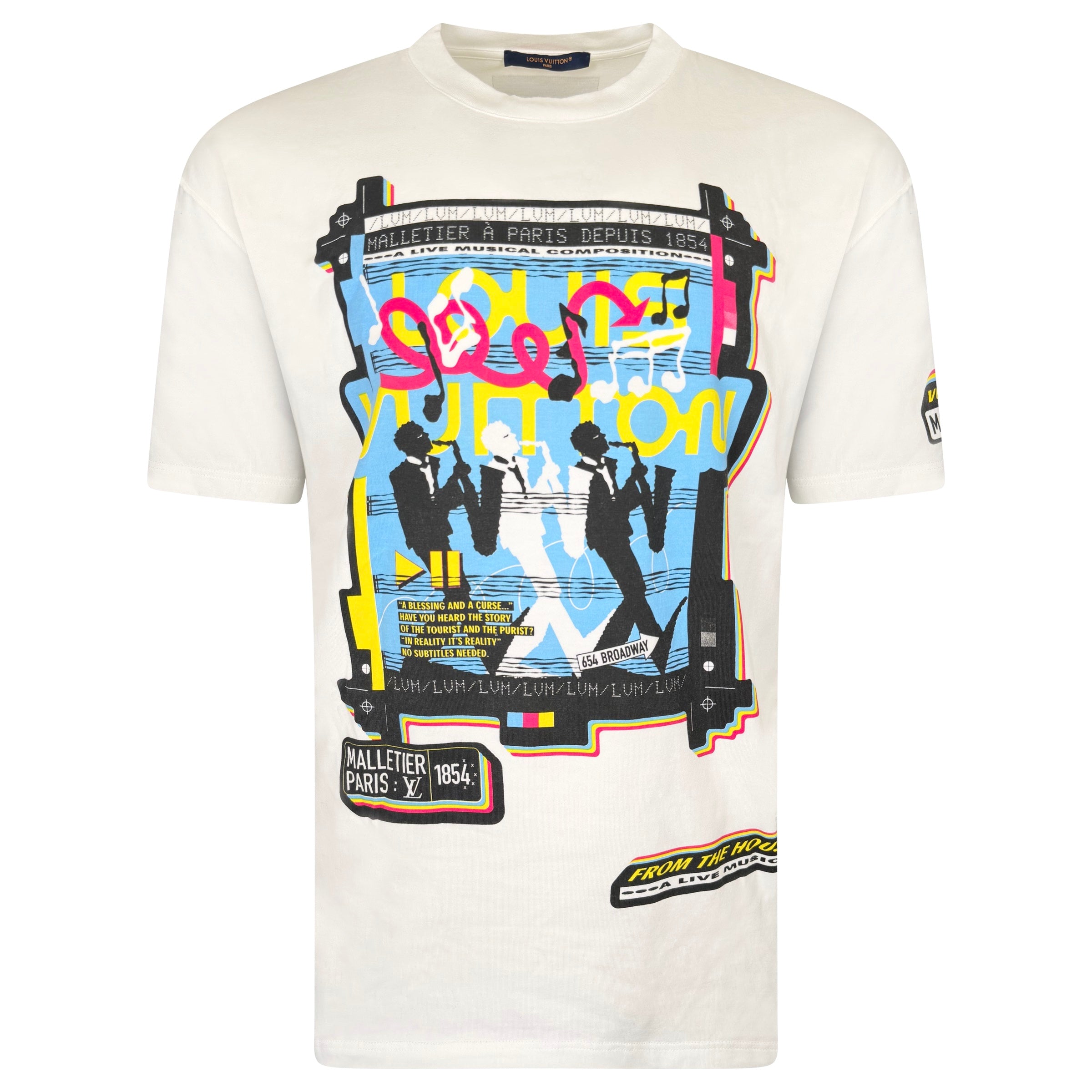 LOUIS VUITTON WHITE GRAPHIC T SHIRT - XXL (Fits XL) | PRE OWNED