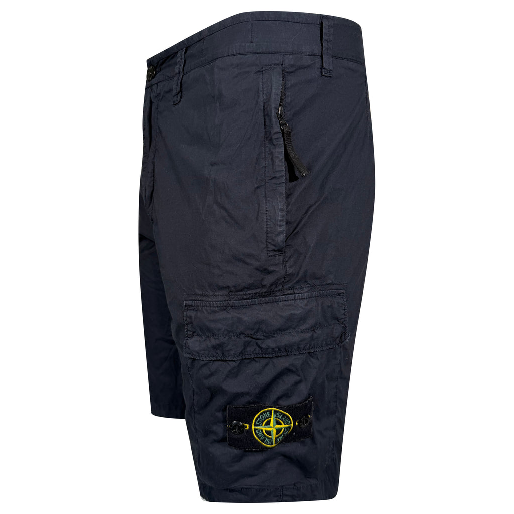 STONE ISLAND NAVY CARGO BADGE SHORTS - 32W | PRE OWNED
