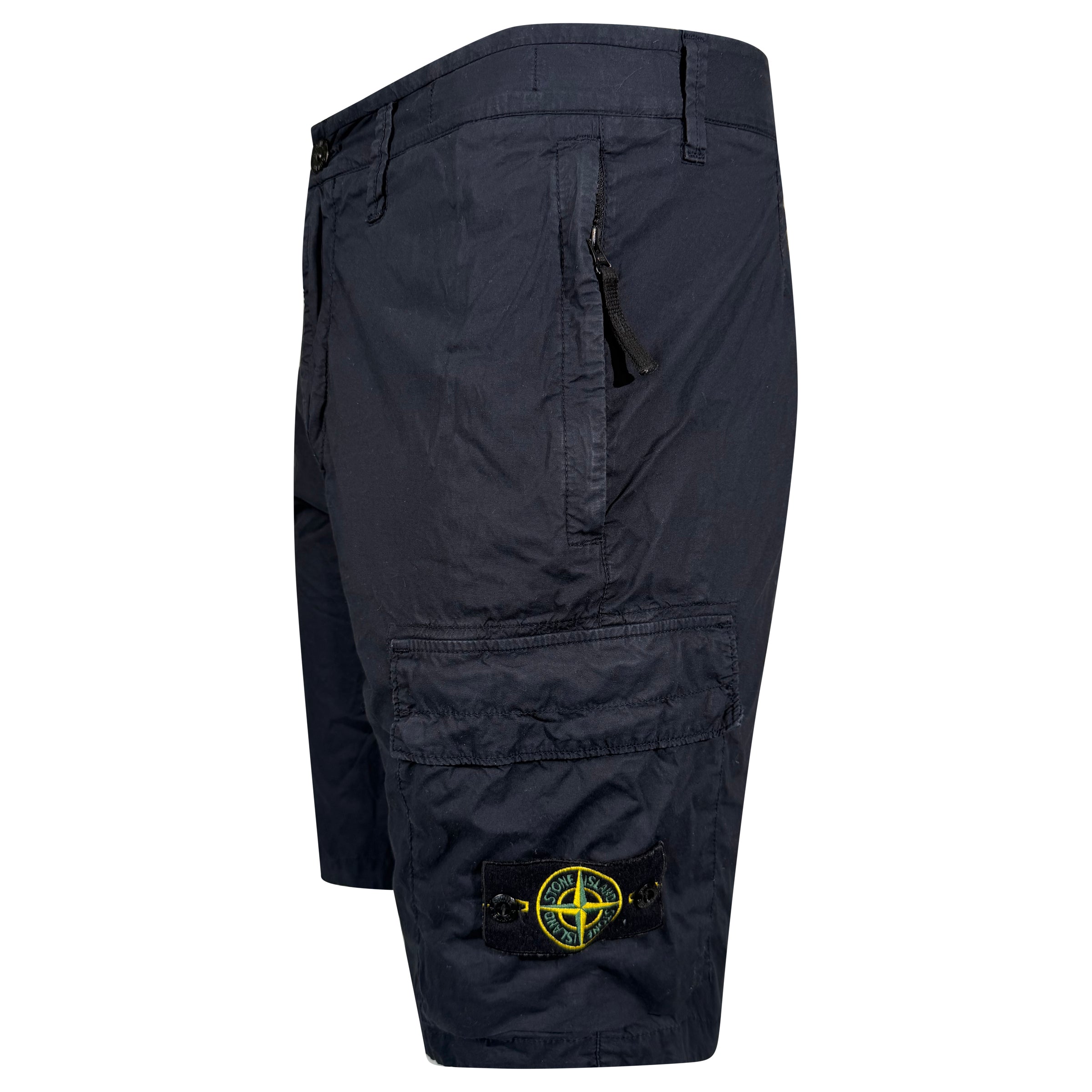 STONE ISLAND NAVY CARGO BADGE SHORTS - 32W | PRE OWNED