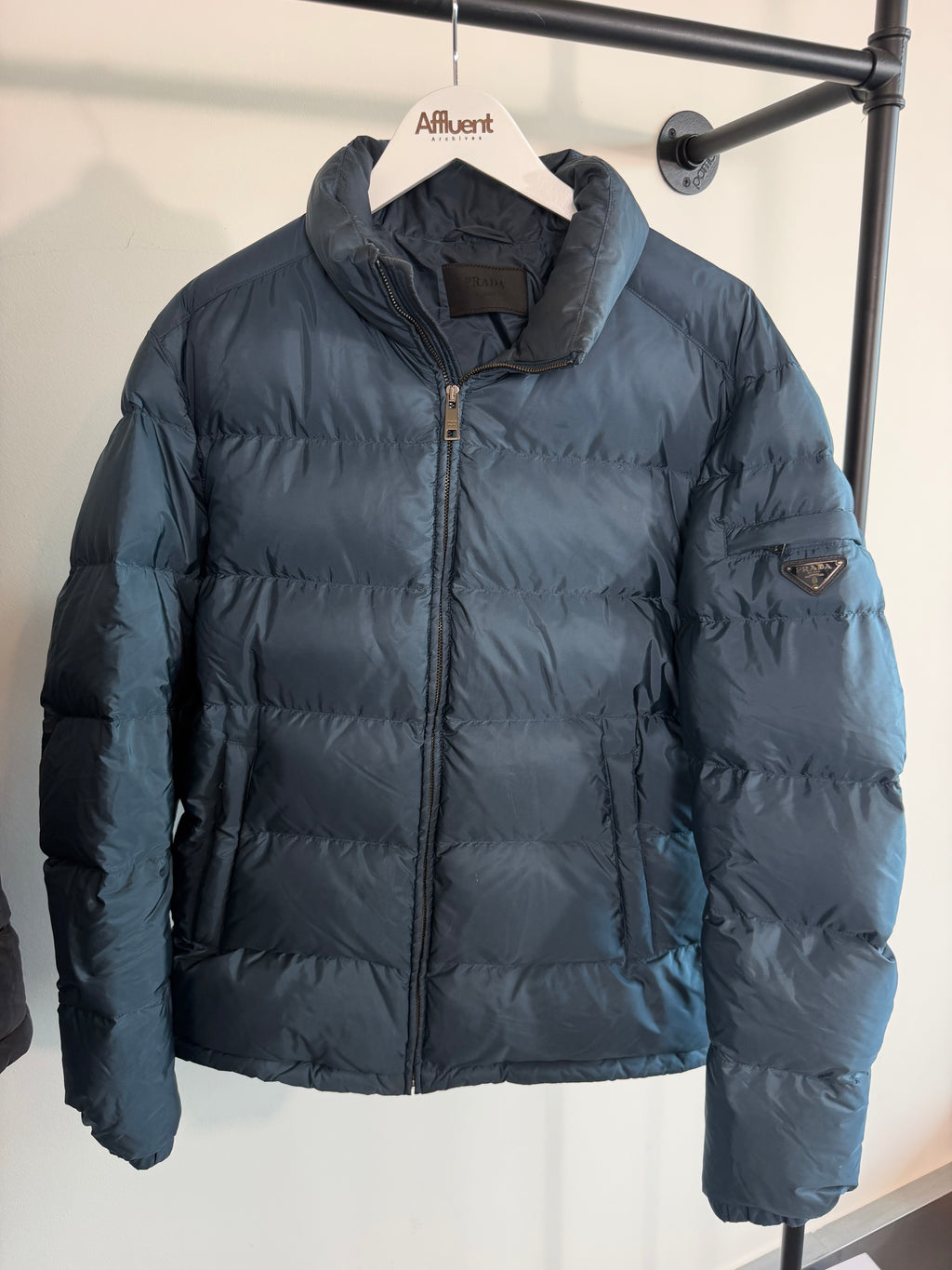 PRADA LIGHT BLUE PUFFER COAT - XL (Fits L) | PRE OWNED