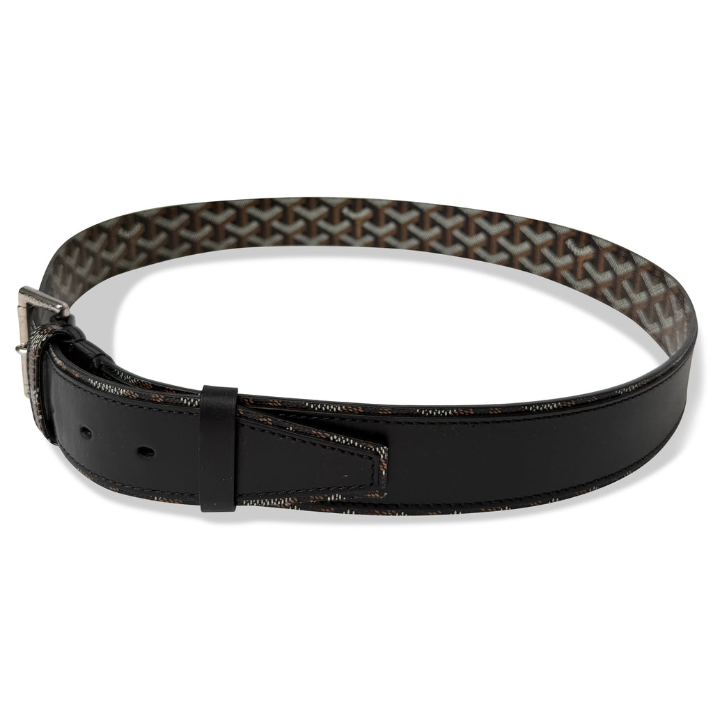 GOYARD FLORIDA CANVAS BELT BLACK / BEIGE - 105CM (34-38W) | PRE OWNED