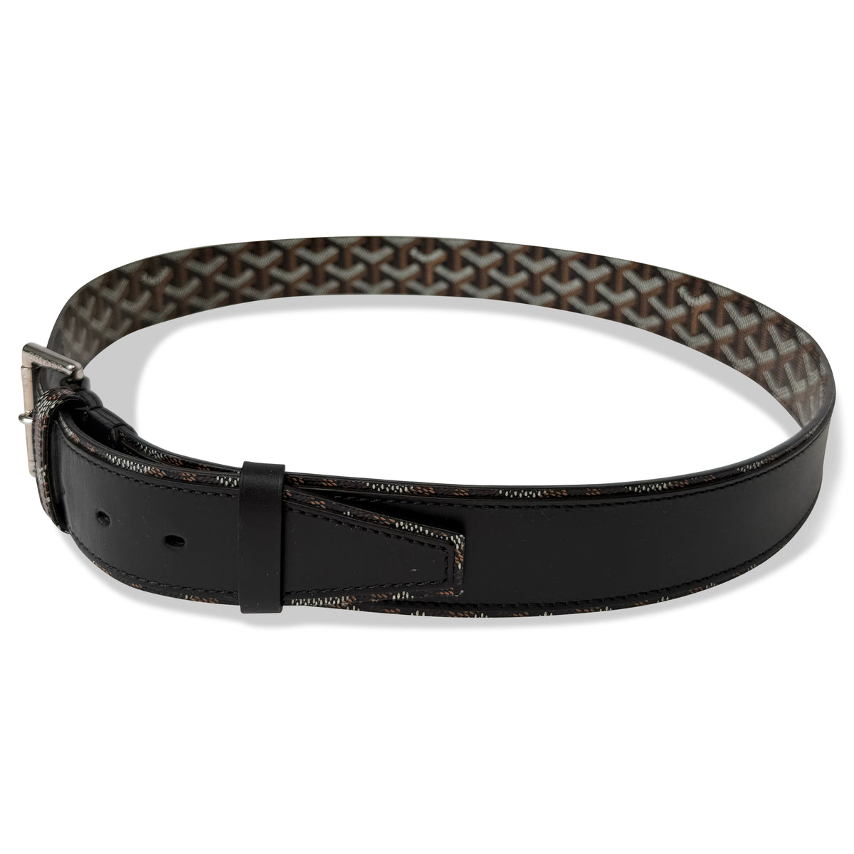 GOYARD FLORIDA CANVAS BELT BLACK / BEIGE - 105CM (34-38W) | PRE OWNED