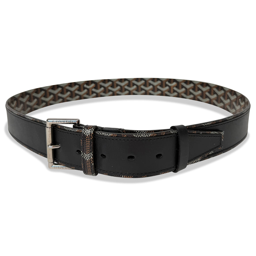 GOYARD FLORIDA CANVAS BELT BLACK / BEIGE - 105CM (34-38W) | PRE OWNED