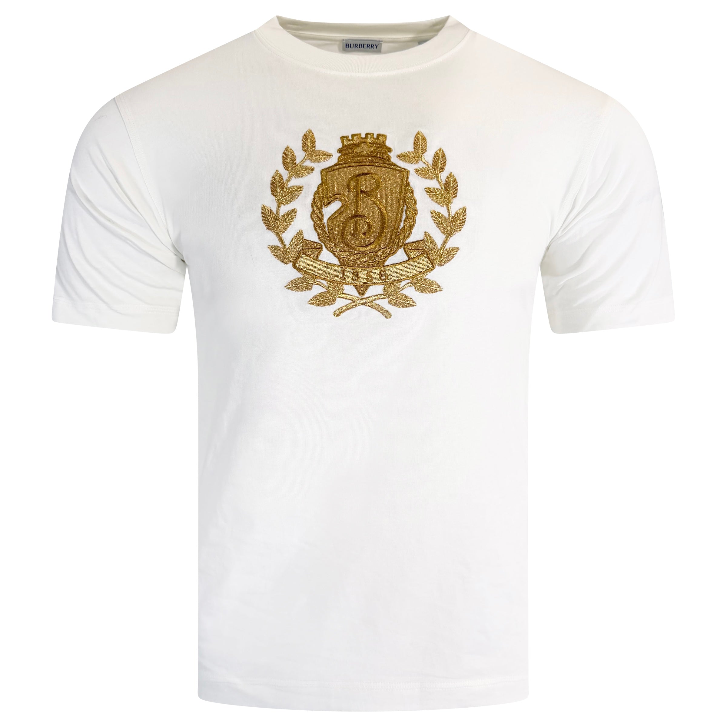 BURBERRY WHITE EMBROIDERED T SHIRT - XS | NEW