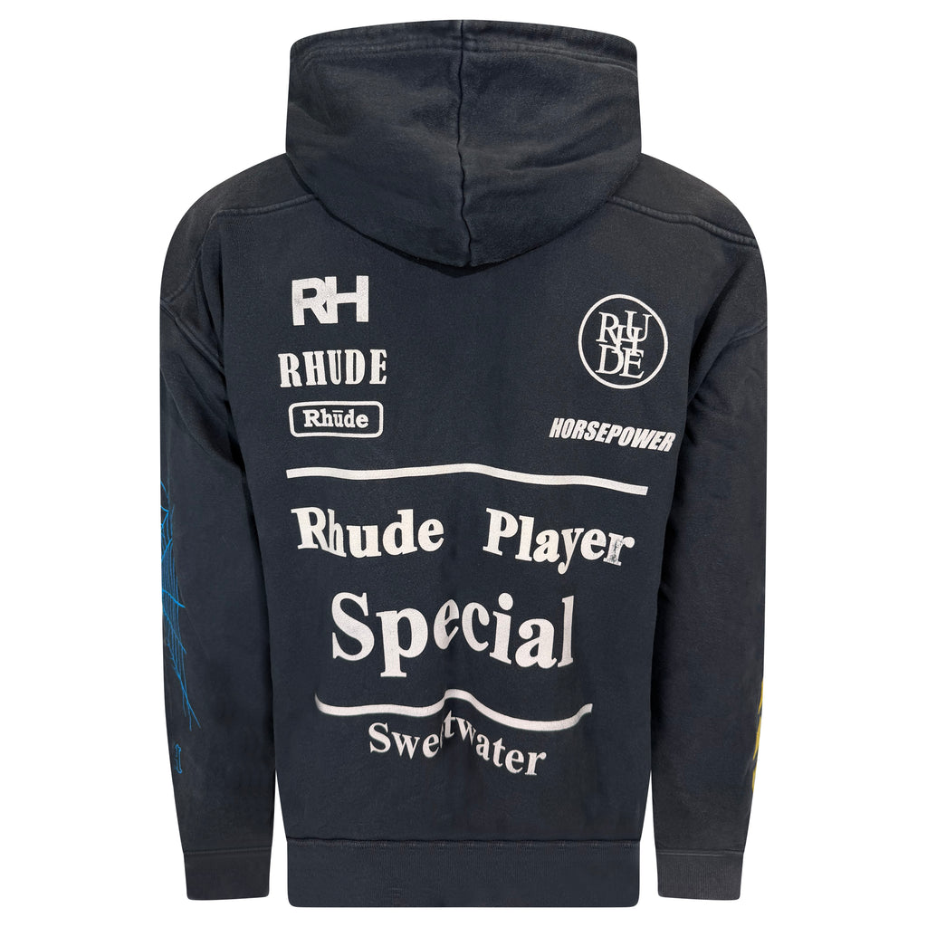 RHUDE NAVY LOGO HOODIE - XL (Fits XXL)| PRE OWNED