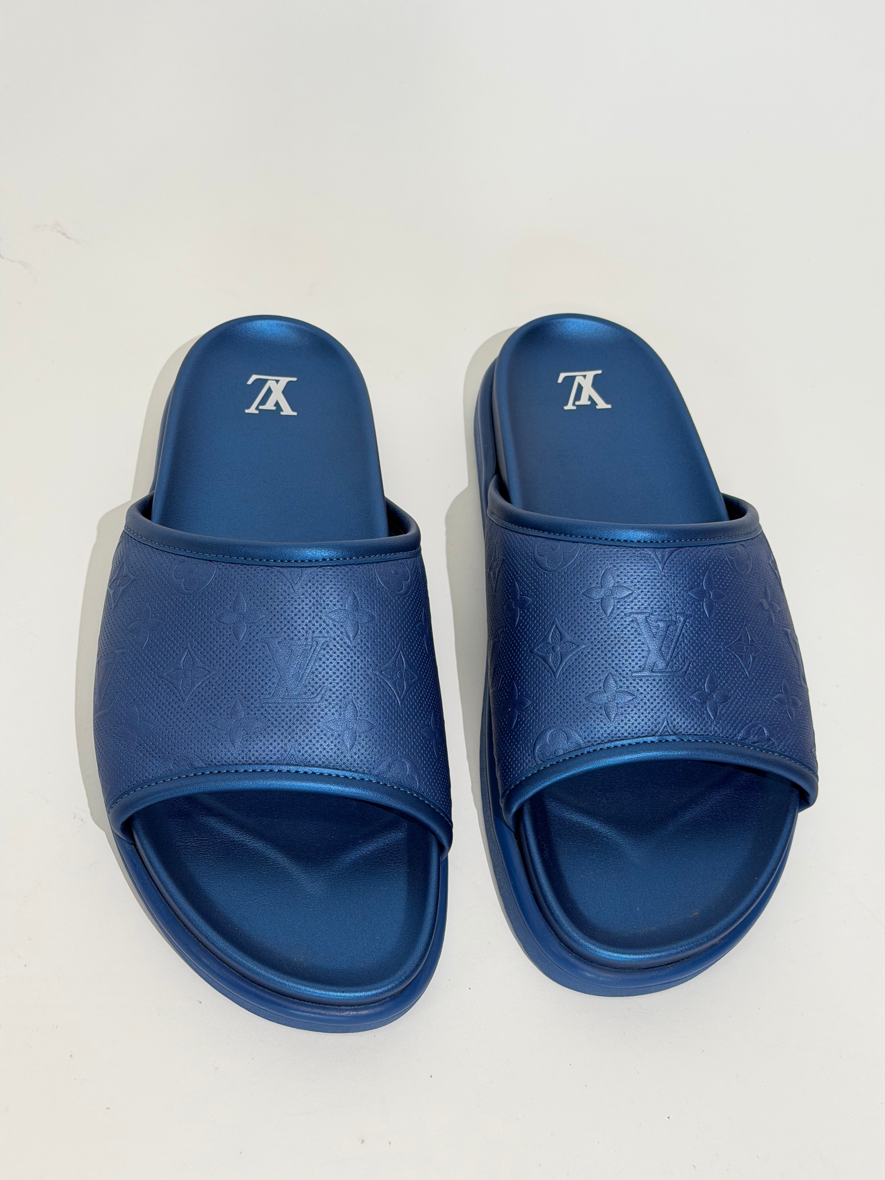 LOUIS VUITTON MIAMI MULE SLIDES BLUE - UK 11 (Fit 12) | PRE OWNED