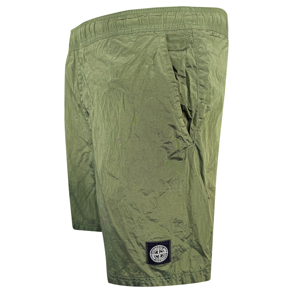 STONE ISLAND KHAKI METAL NYLON SWIM SHORTS - LARGE | PRE OWNED