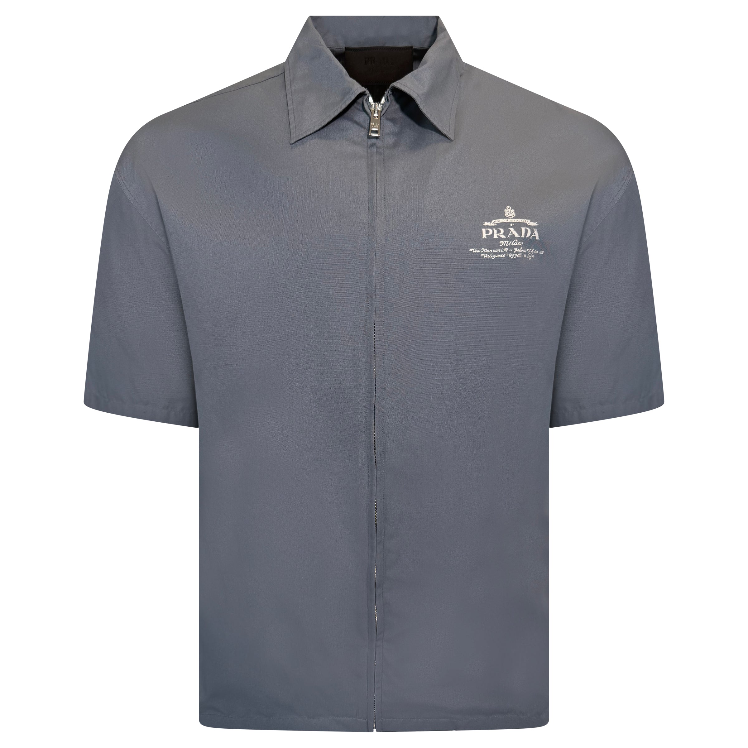 PRADA TECHNICAL SHORT SLEEVED GREY SHIRT - SMALL (Fits Medium)| PRE OWNED