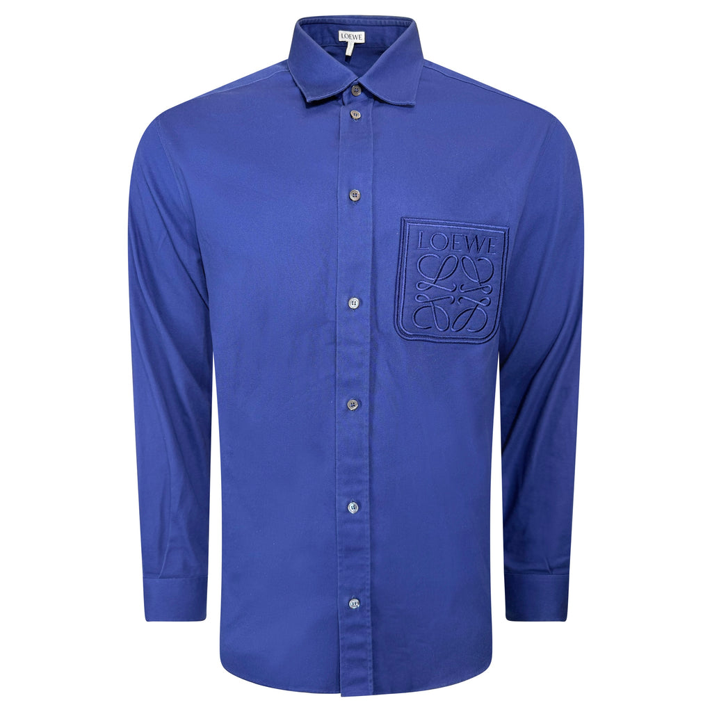 LOEWE NAVY ANAGRAM LONG SLEEVED SHIRT - LARGE | PRE OWNED