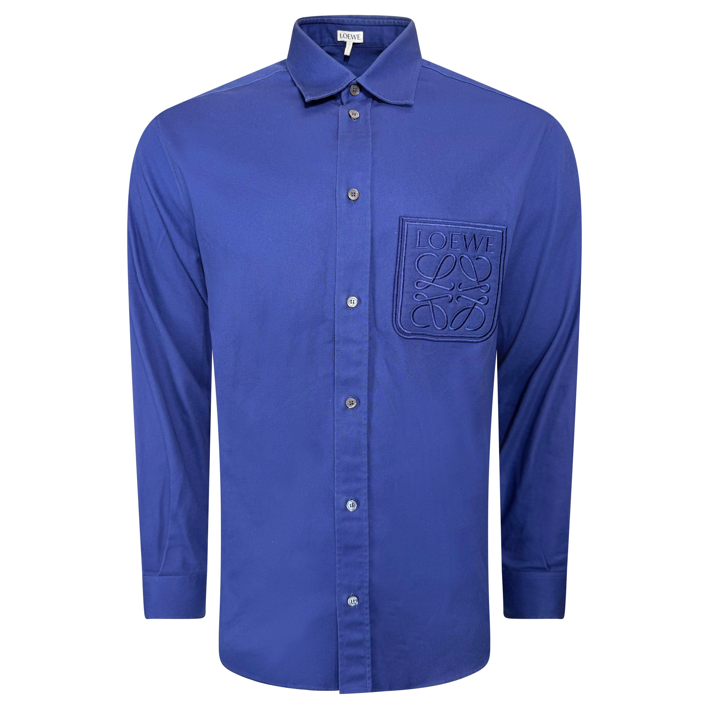 LOEWE NAVY ANAGRAM LONG SLEEVED SHIRT - LARGE | PRE OWNED