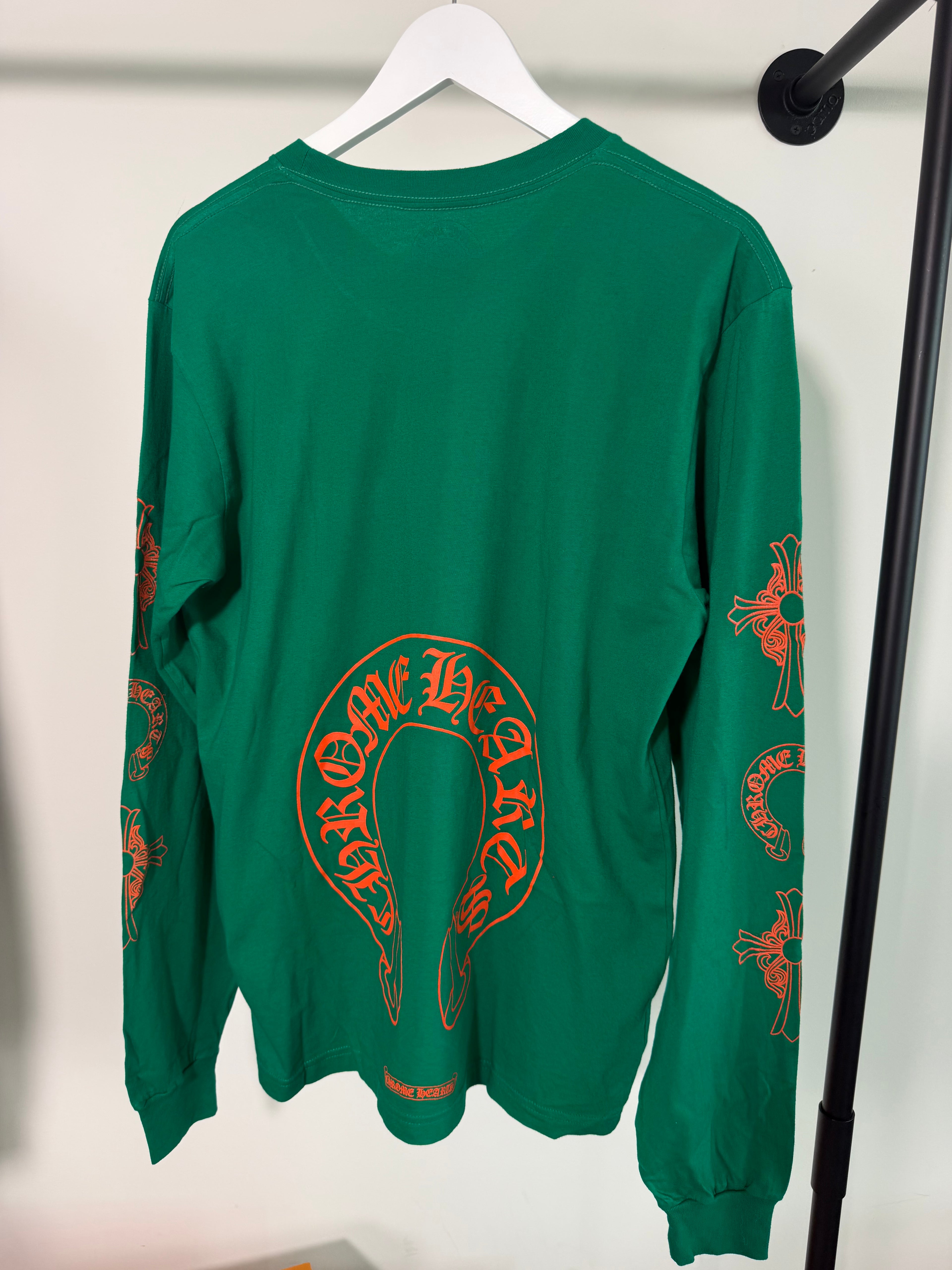 CHROME HEARTS GREEN LONG SLEEVED T SHIRT - LARGE | PRE OWNED