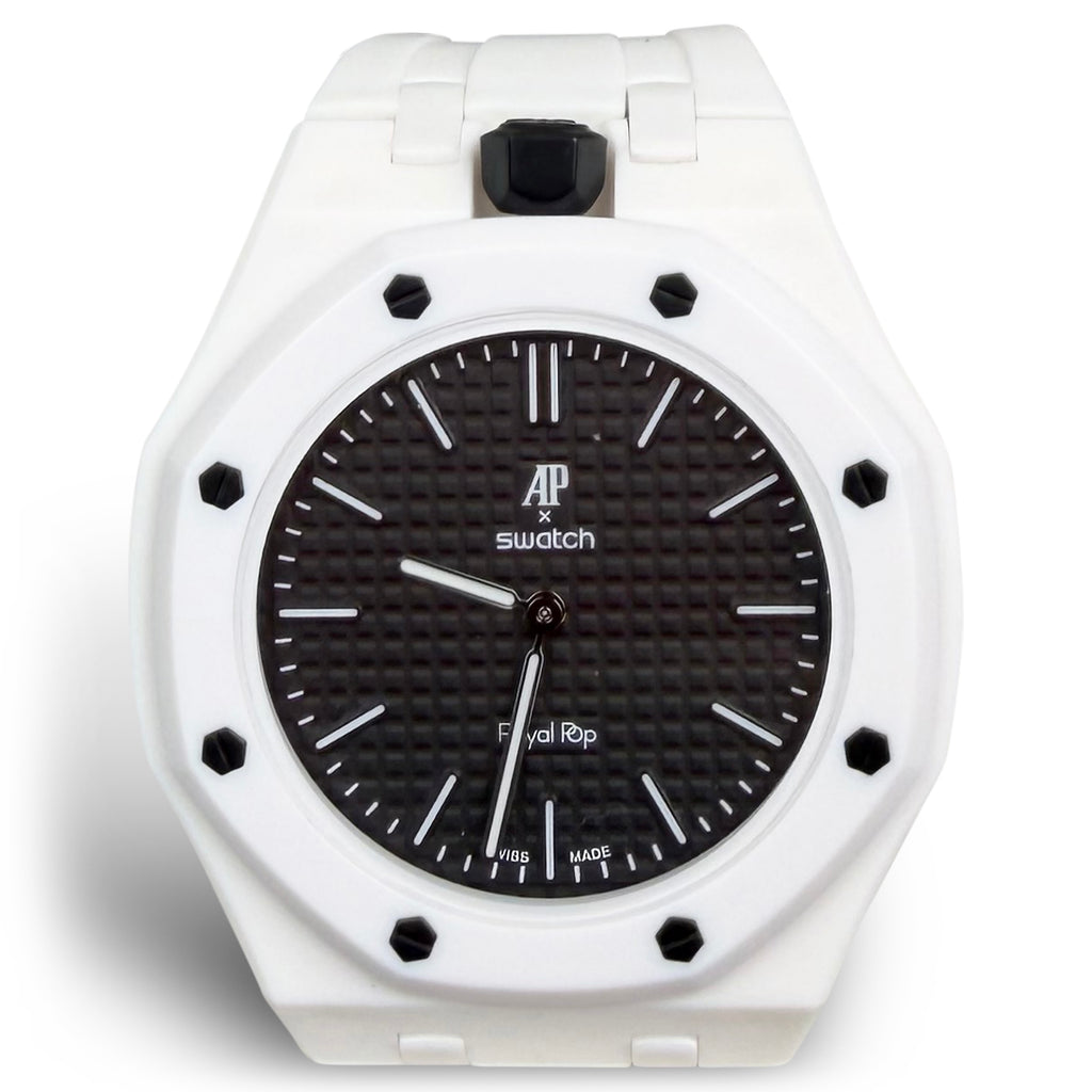 SWATCH X AUDEMARS PIGUET BIOCERAMIC ROYAL POP "OCHO NEGRO T" WATCH & STRAP | NEW