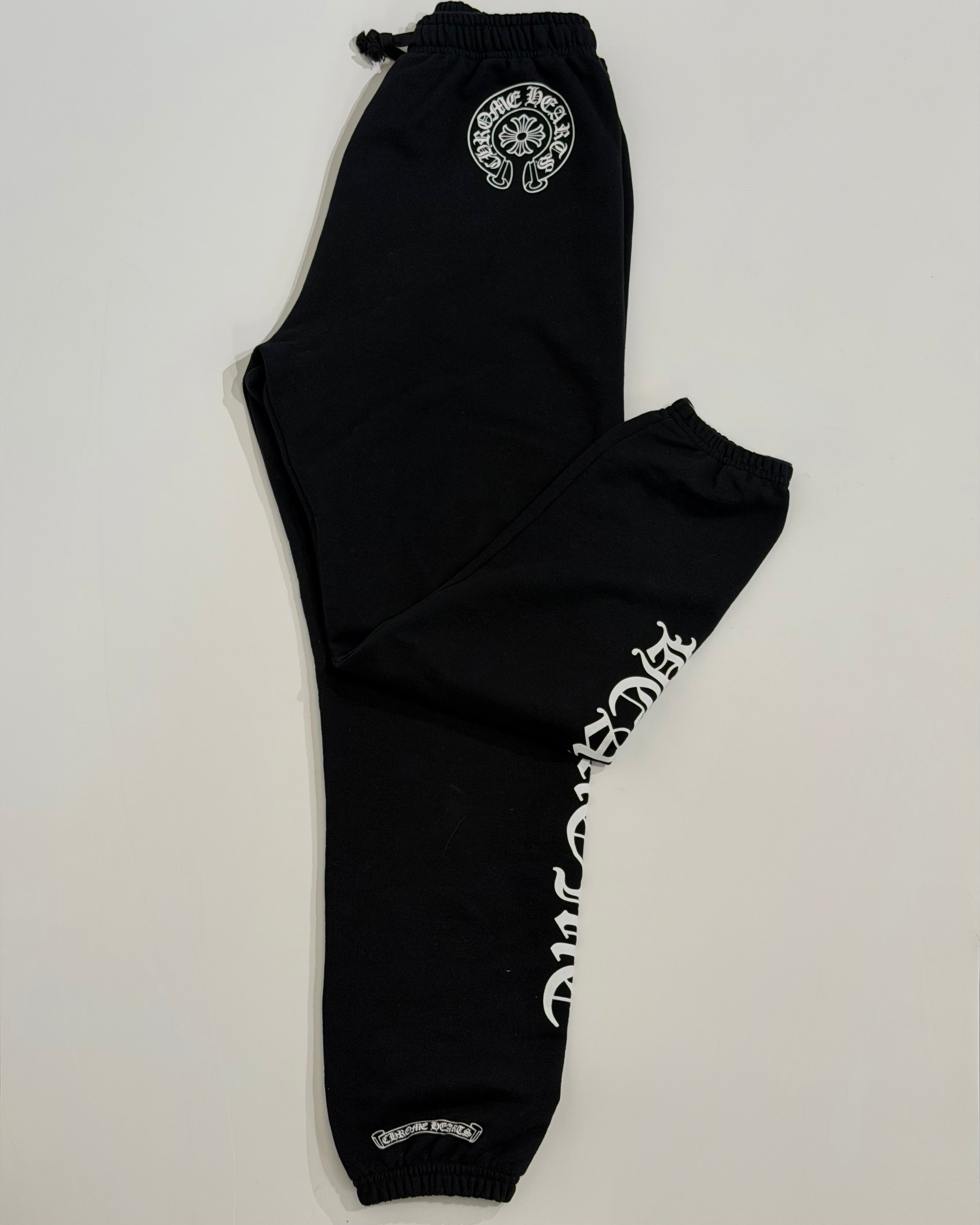 CHROME HEARTS BLACK LOOG TRACK PANTS - MEDIUM | PRE OWNED