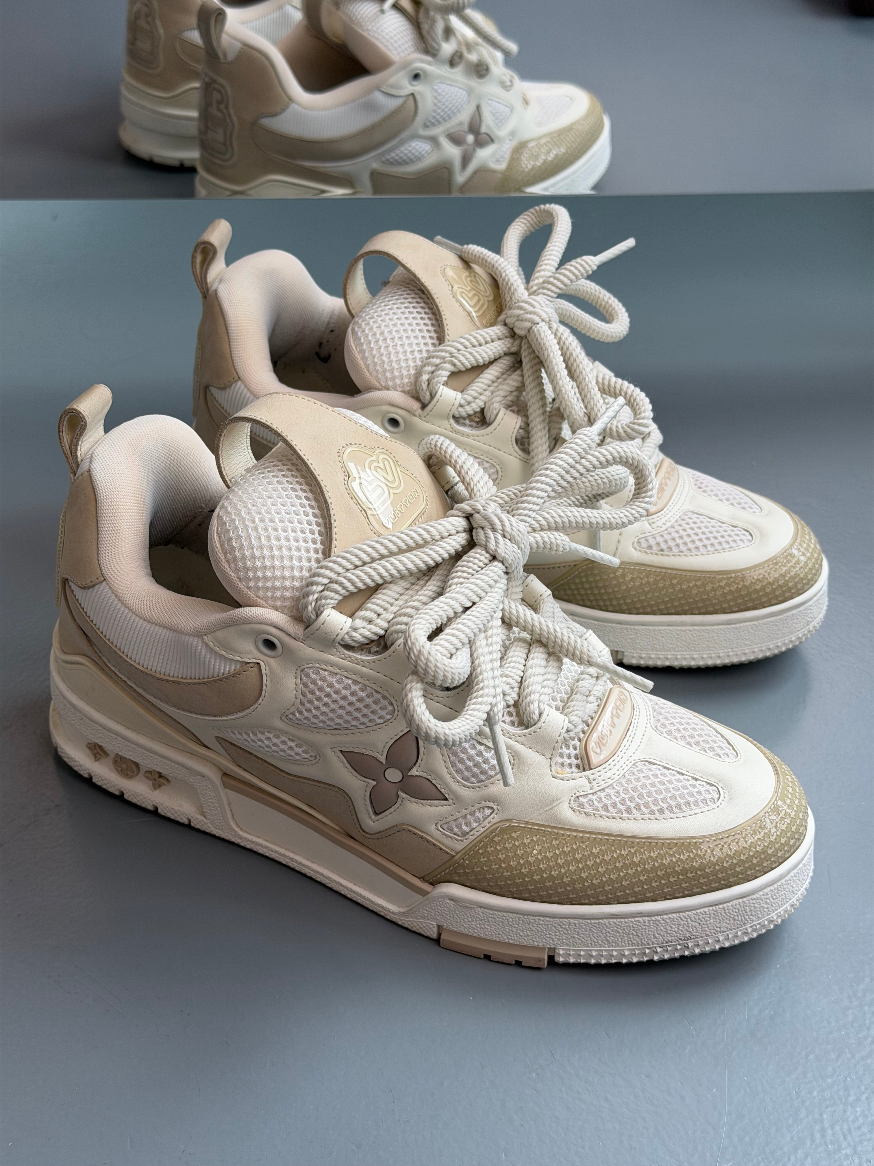 LOUIS VUITTON SKATE SNEAKER BEIGE - UK 7 (Fits 8) | PRE OWNED