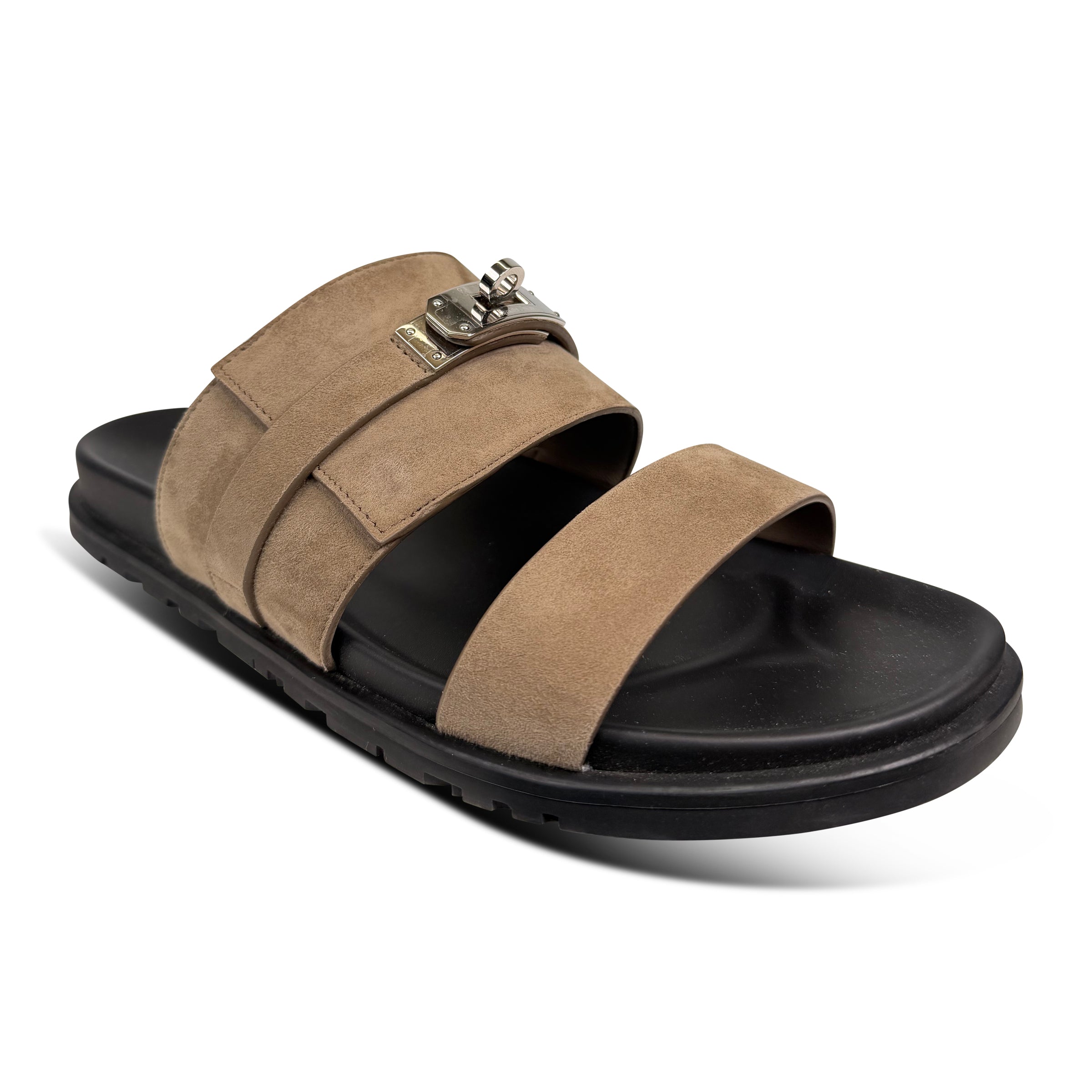 HERMES BROWN SUEDE JACKSON SANDAL - UK 9 | PRE OWNED