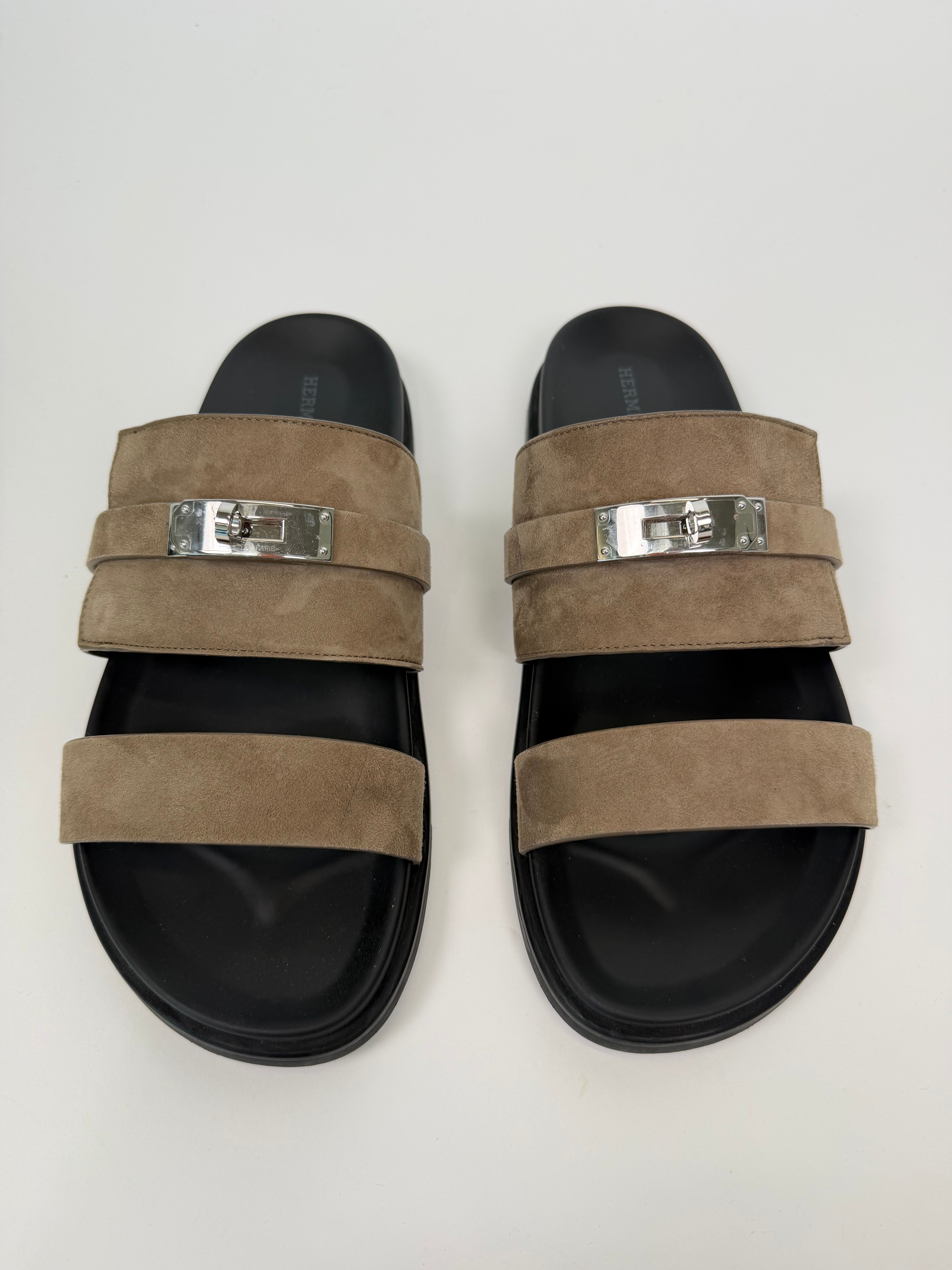 HERMES BROWN SUEDE JACKSON SANDAL - UK 9 | PRE OWNED