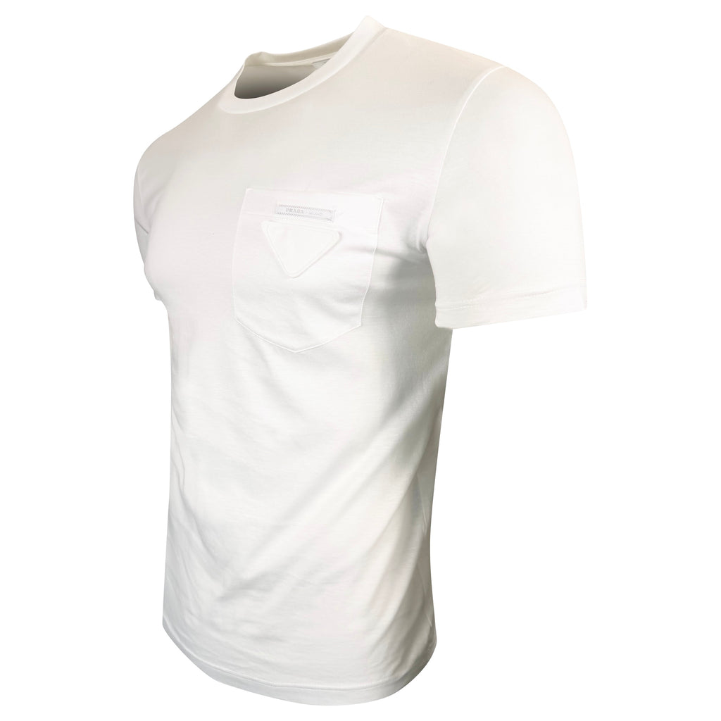 PRADA TRIANGLE BADGE T SHIRT WHITE - SMALL | PRE OWNED
