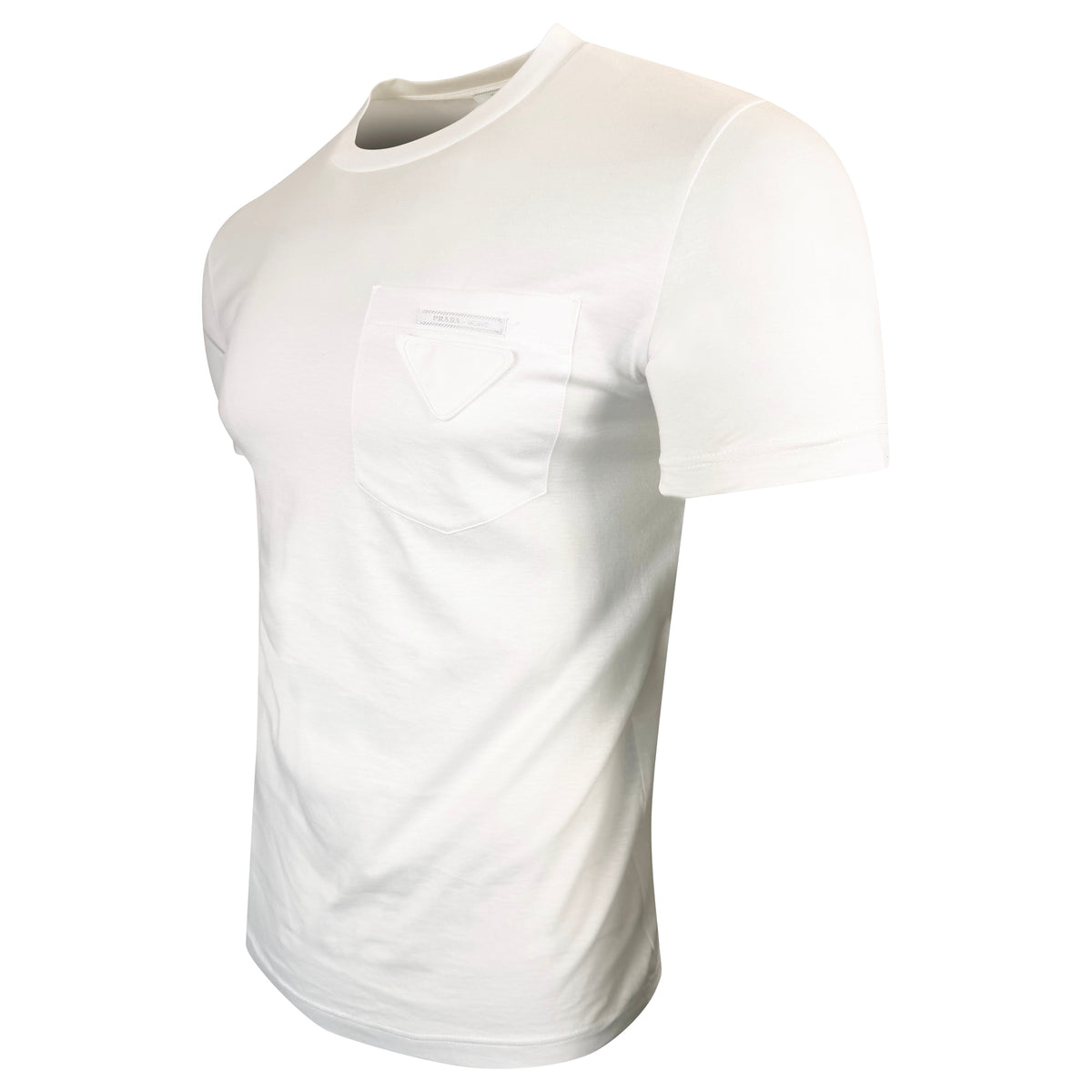 PRADA TRIANGLE BADGE T SHIRT WHITE - SMALL | PRE OWNED