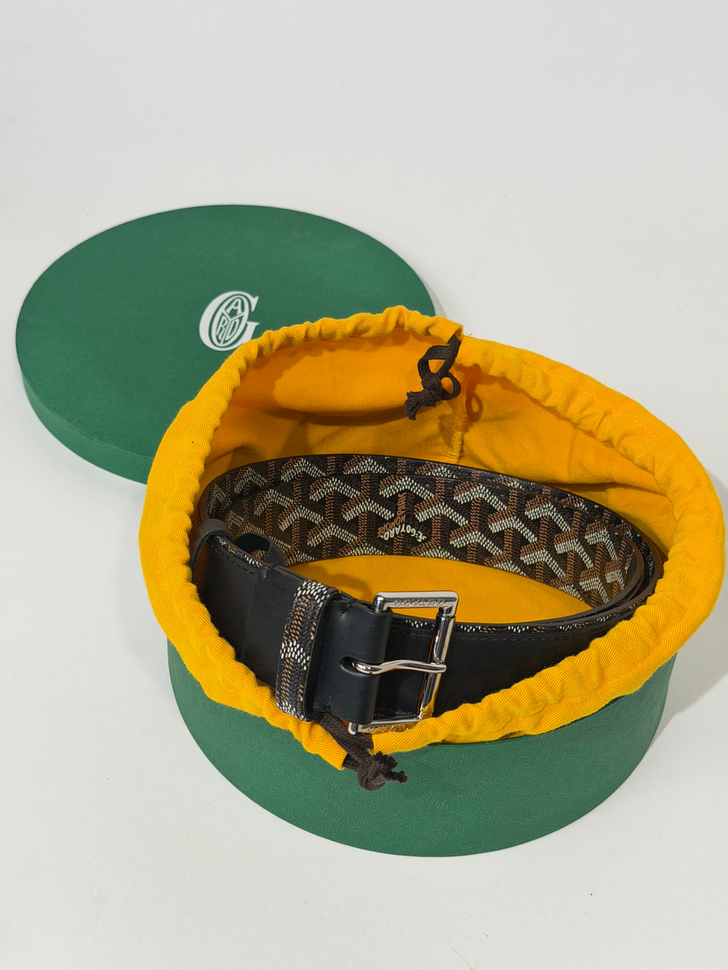 GOYARD FLORIDA CANVAS BELT BLACK / BEIGE - 105CM (34-38W) | PRE OWNED