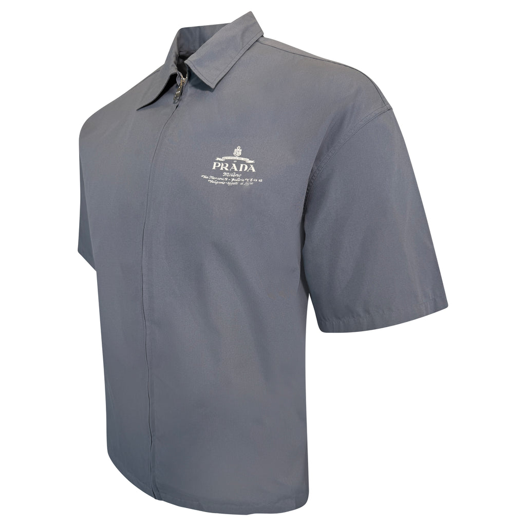 PRADA TECHNICAL SHORT SLEEVED GREY SHIRT - SMALL (Fits Medium)| PRE OWNED