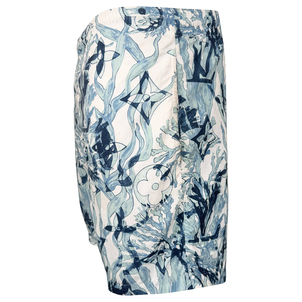 LOUIS VUITTON AQUA GARDEN SWIM SHORTS - LARGE | PRE OWNED