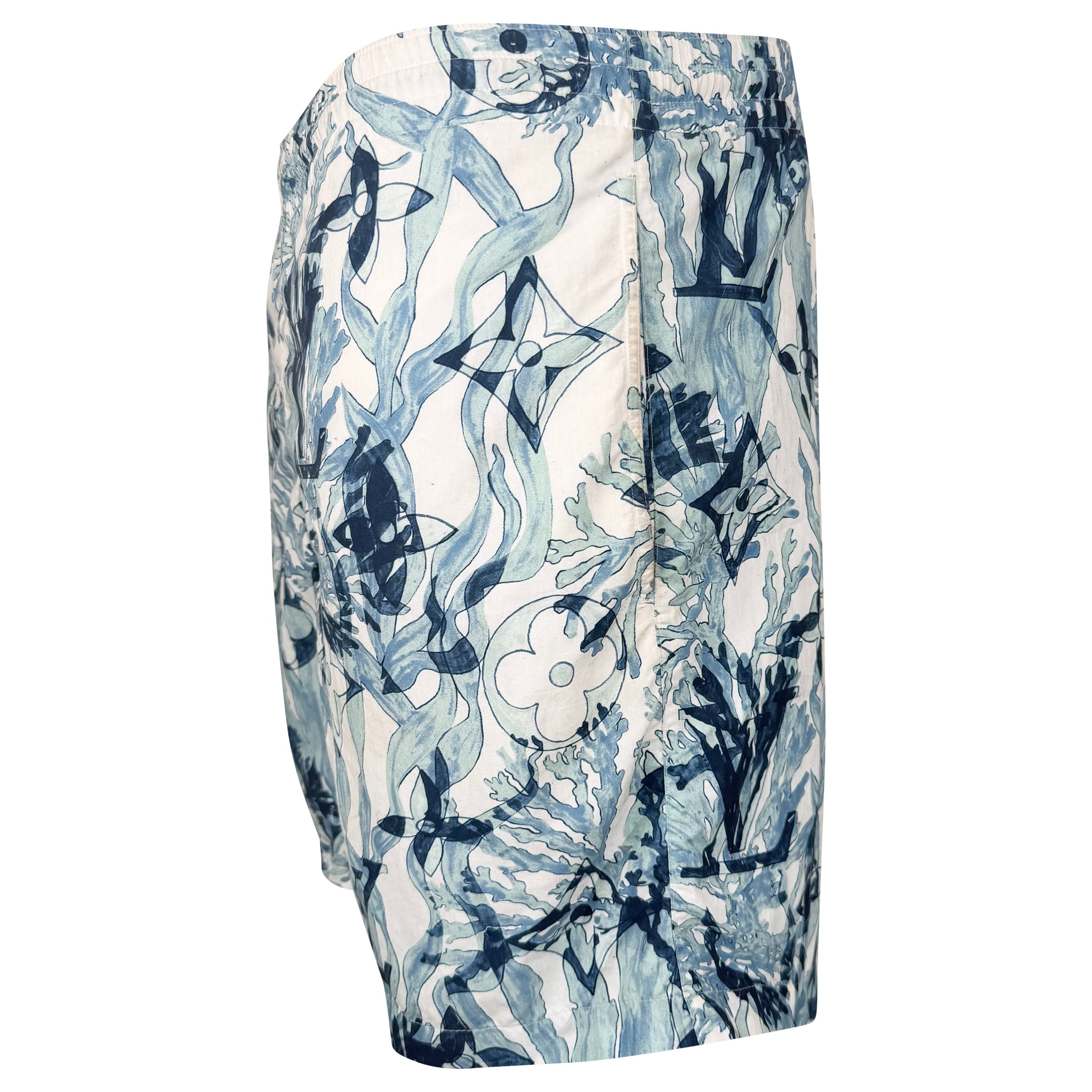 LOUIS VUITTON AQUA GARDEN SWIM SHORTS - LARGE | PRE OWNED