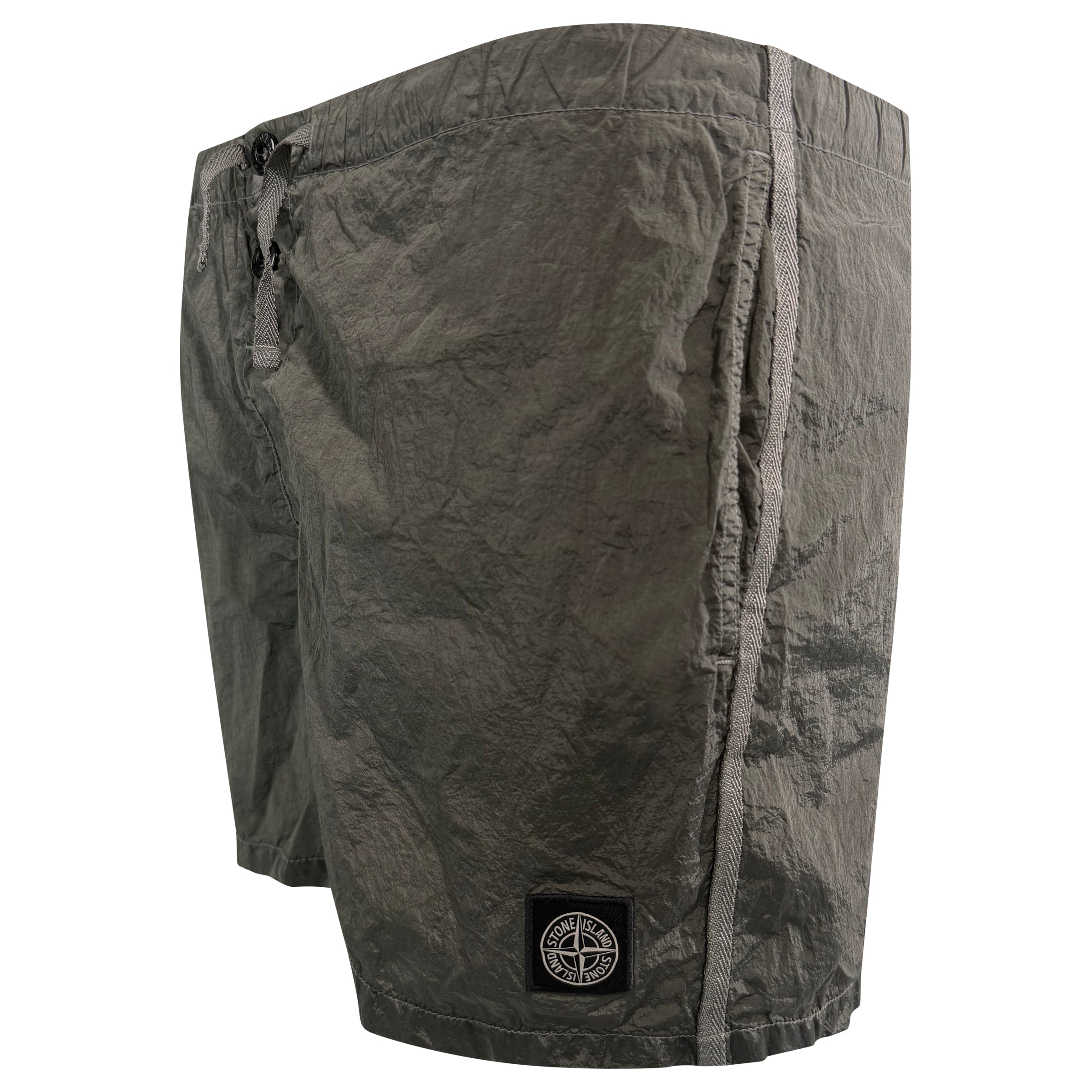 STONE ISLAND KHAKI CRINKLE SWIM SHORTS - XL| PRE OWNED