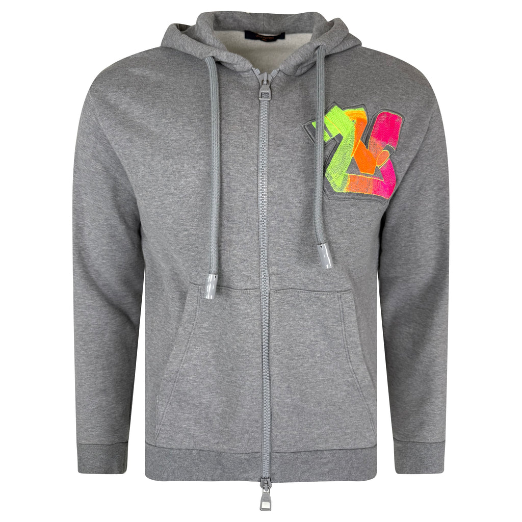 LOUIS VUITTON GREY GRAFFITI HOODIE - MEDIUM