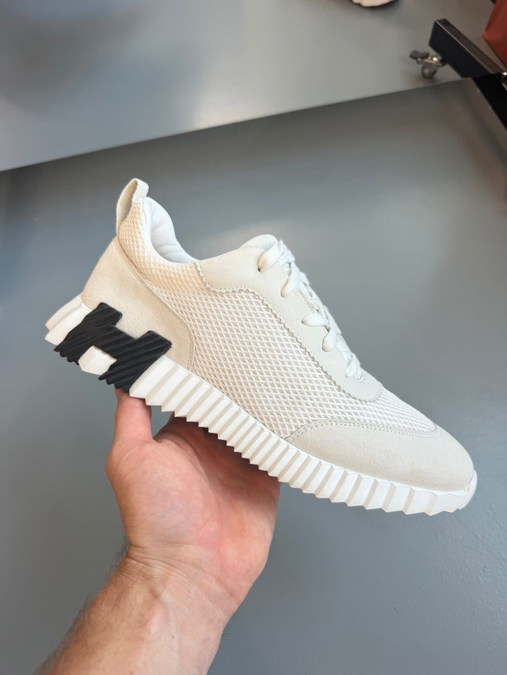 HERMES BOUNCING SNEAKER WHITE  - UK 9.5 (FIt 10) | PRE OWNED