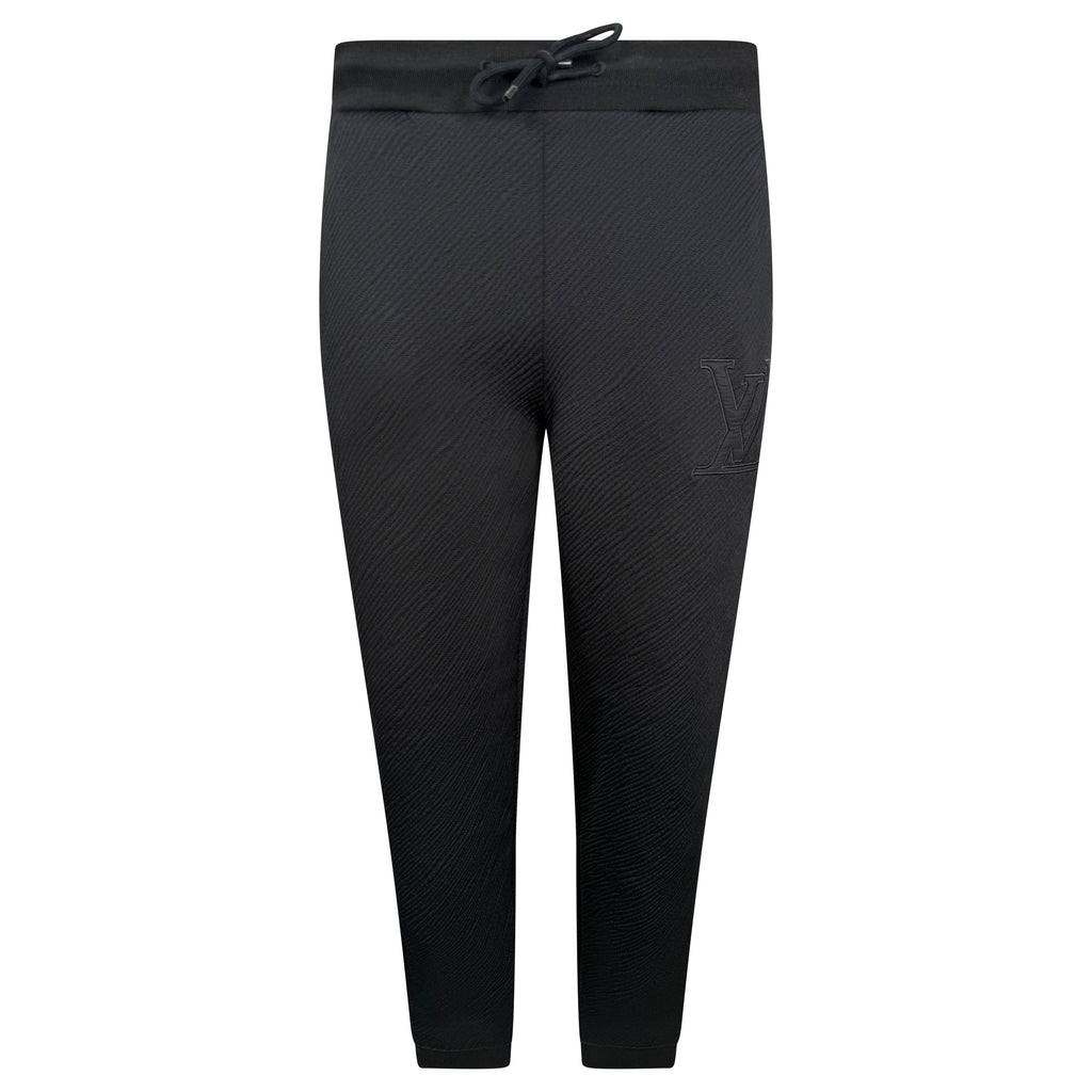 LOUIS VUITON RIBBED LV LOGO TRACK PANTS BLACK - LARGE
