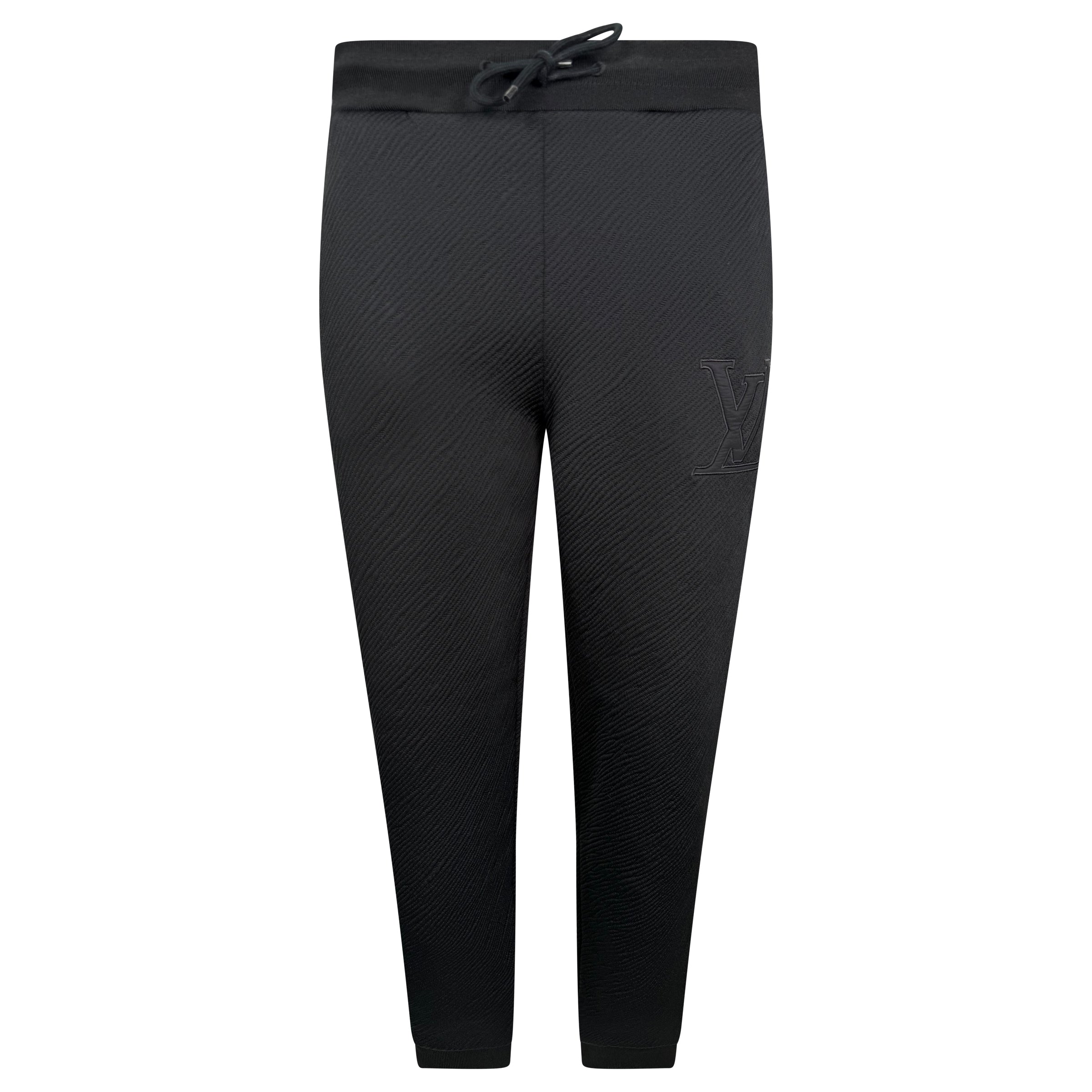 LOUIS VUITON RIBBED LV LOGO TRACK PANTS BLACK - LARGE