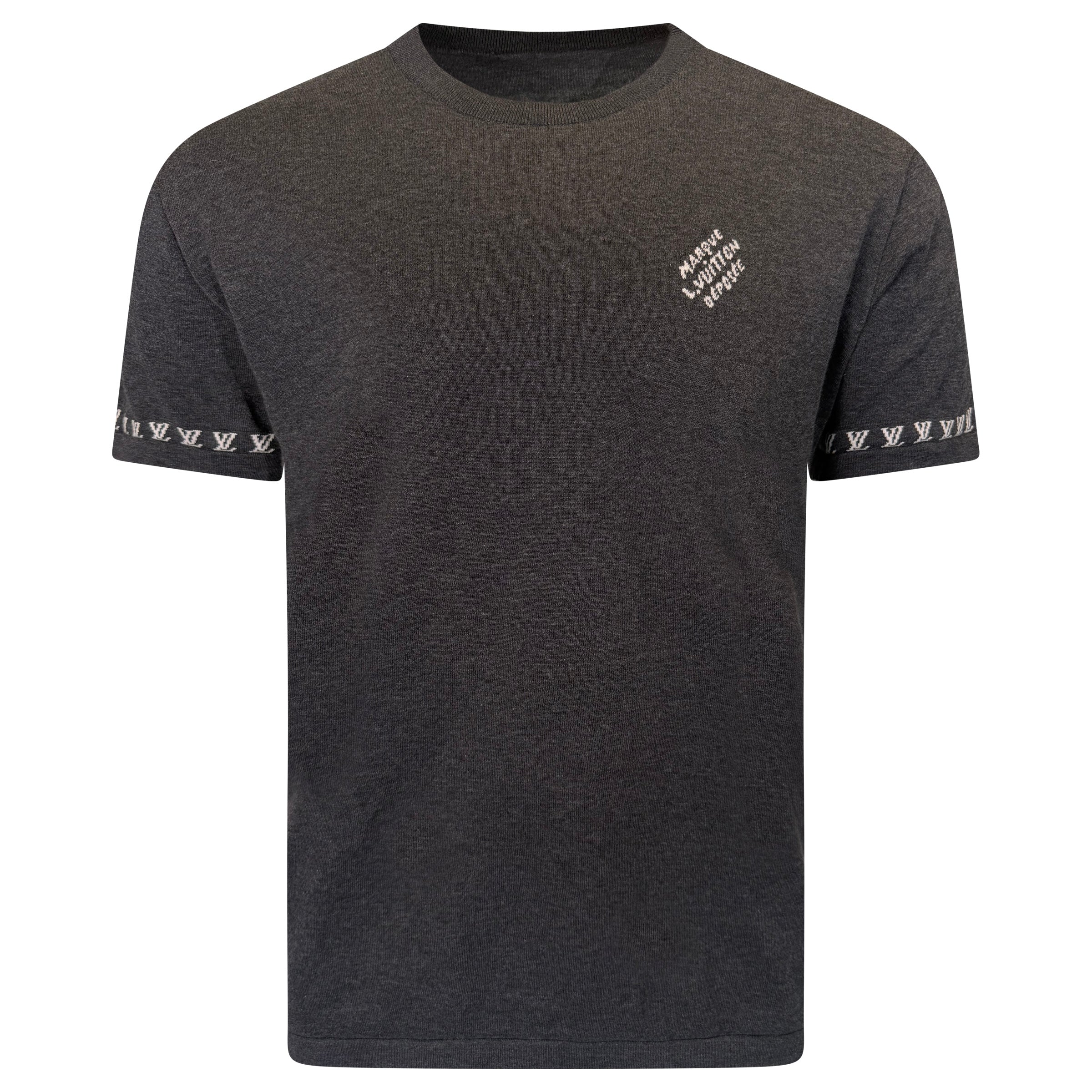 LOUIS VUITTON GREY EMBROIDED LOGO T SHIRT - MEDIUM | PRE OWNED