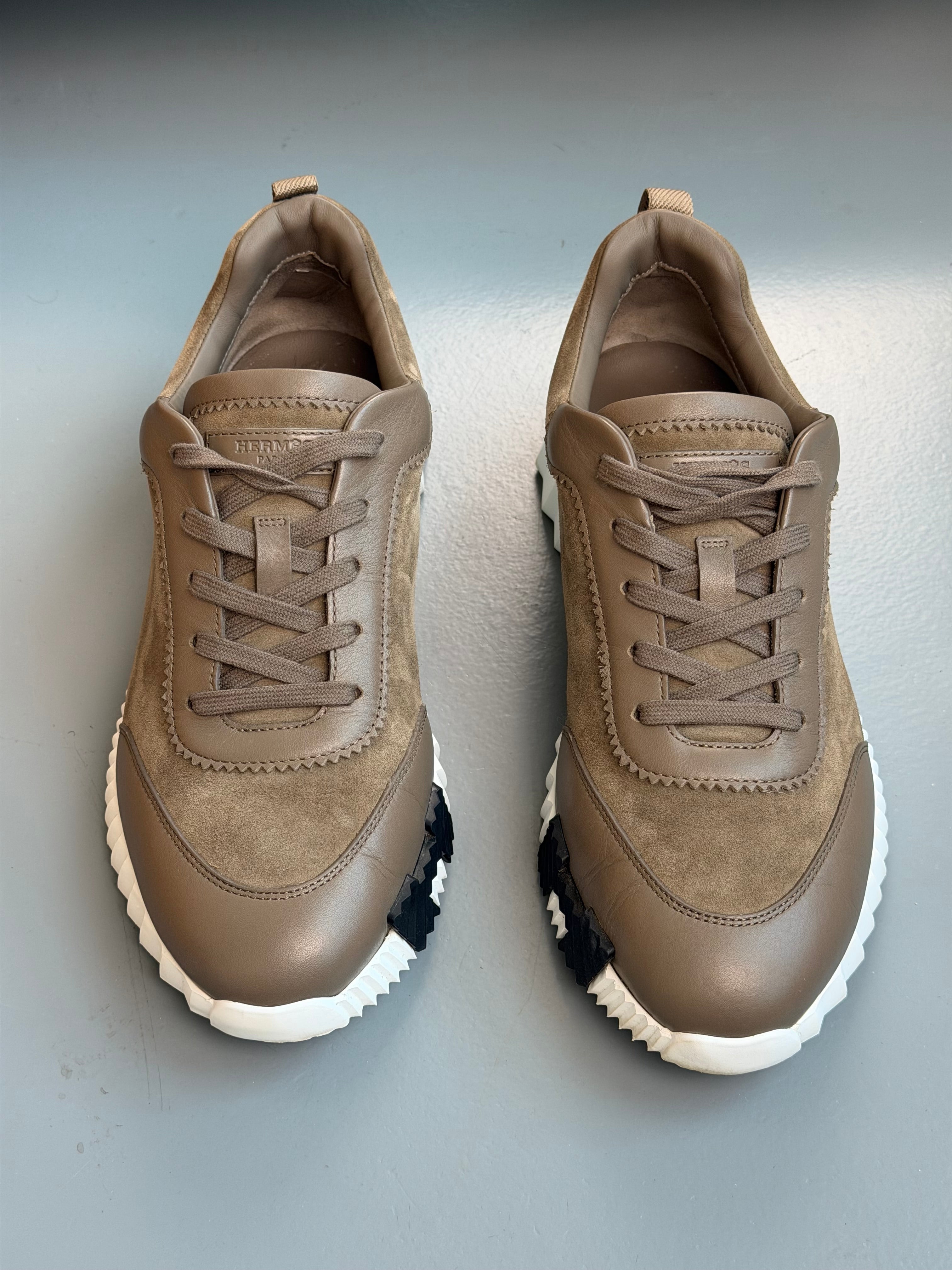 HERMES BOUNCING MOCHA / WHITE   - UK 8.5 (Fits 9) | PRE OWNED