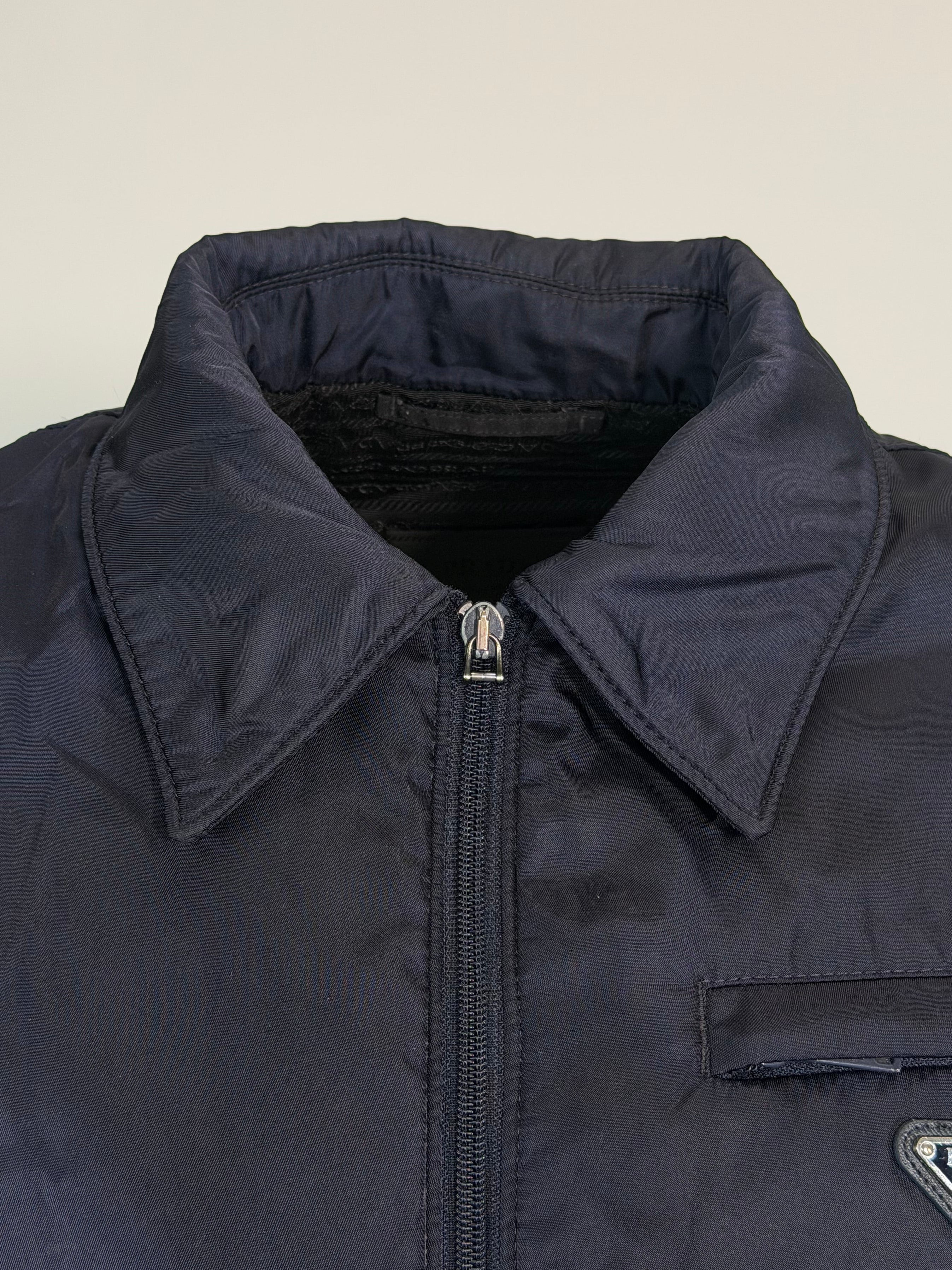 PRADA NAVY PLAQUE LOGO JACKET - LARGE | PRE OWNED