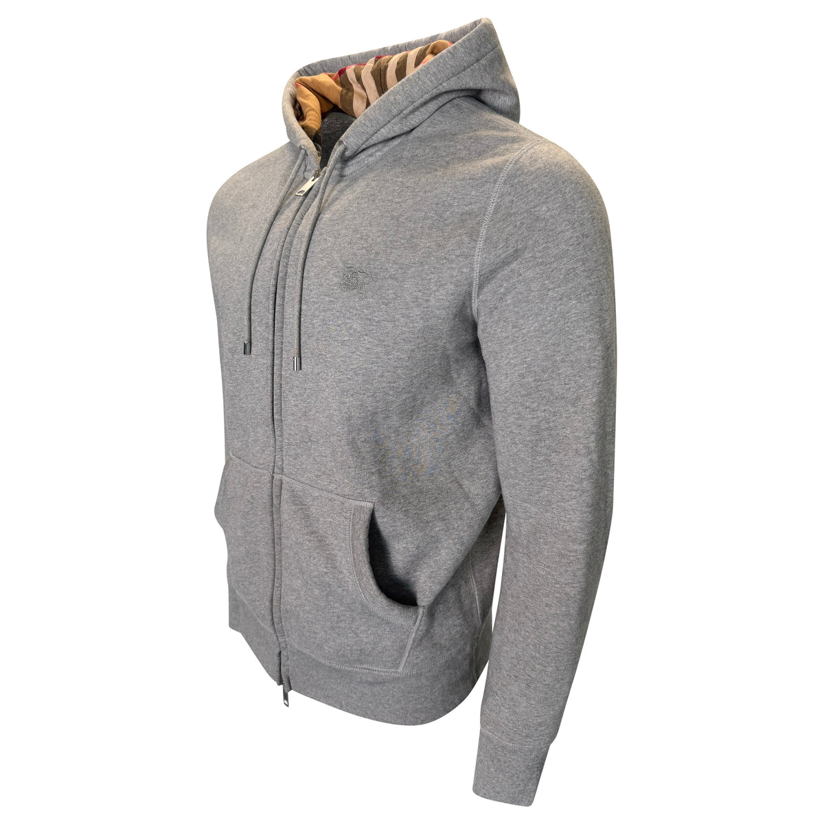 BURBERRY LOGO HOODIE GREY - LARGE | PRE OWNED
