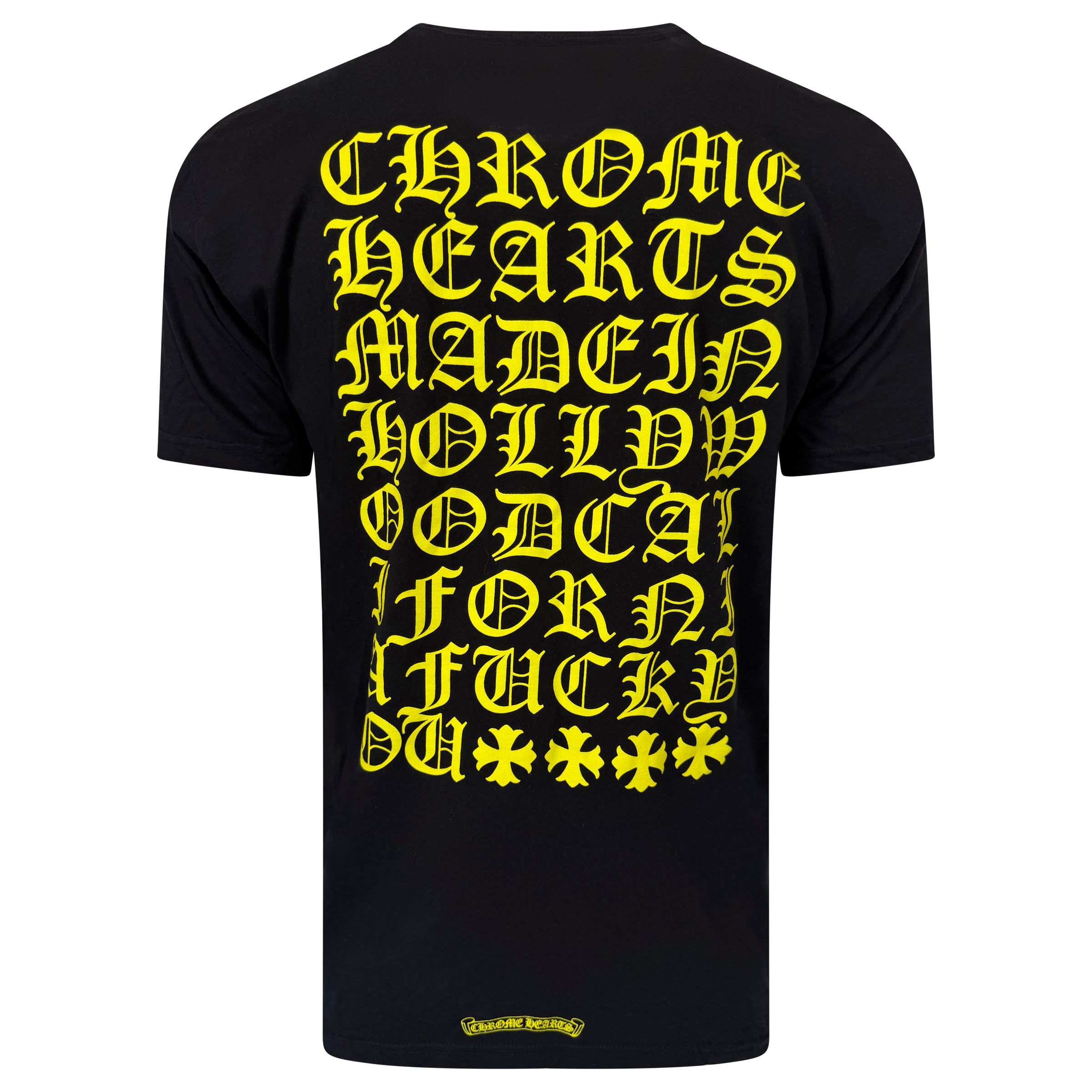 CHROME HEARTS HOLLYWOOD BLACK / YELLOW T SHIRT - XL | PRE OWNED