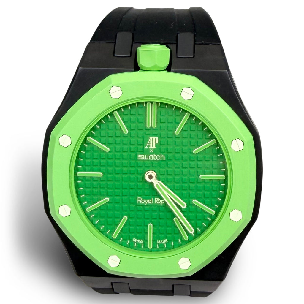 SWATCH X AUDEMARS PIGUET BIOCERAMIC ROYAL POP "GREEN EIGHT " WATCH & STRAP | NEW