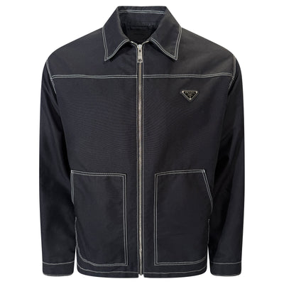 PRADA BLACK / WHITE STITCHED RE NYLON JACKET - MEDIUM (Fits Large) | PRE OWNED