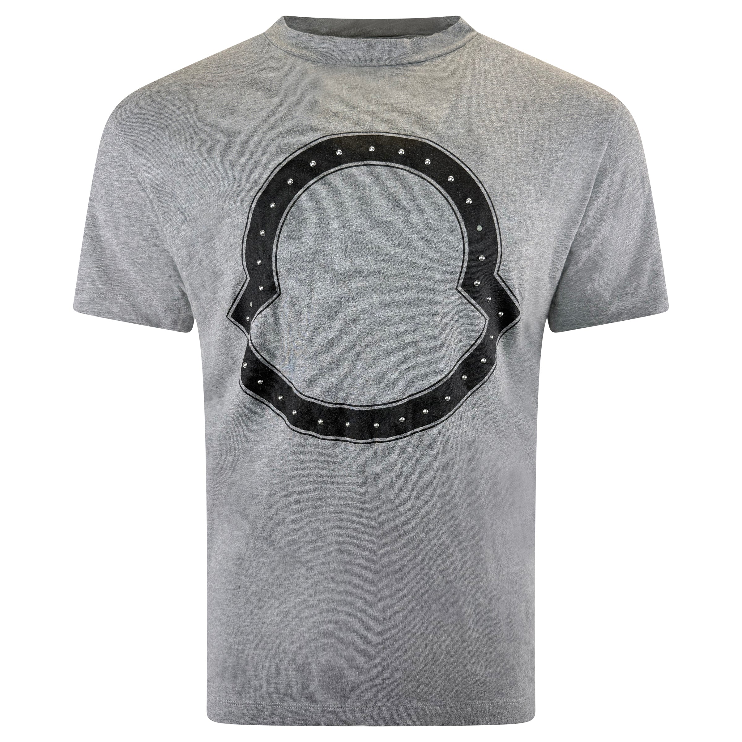 MONCLER GREY LOGO T SHIRT - LARGE