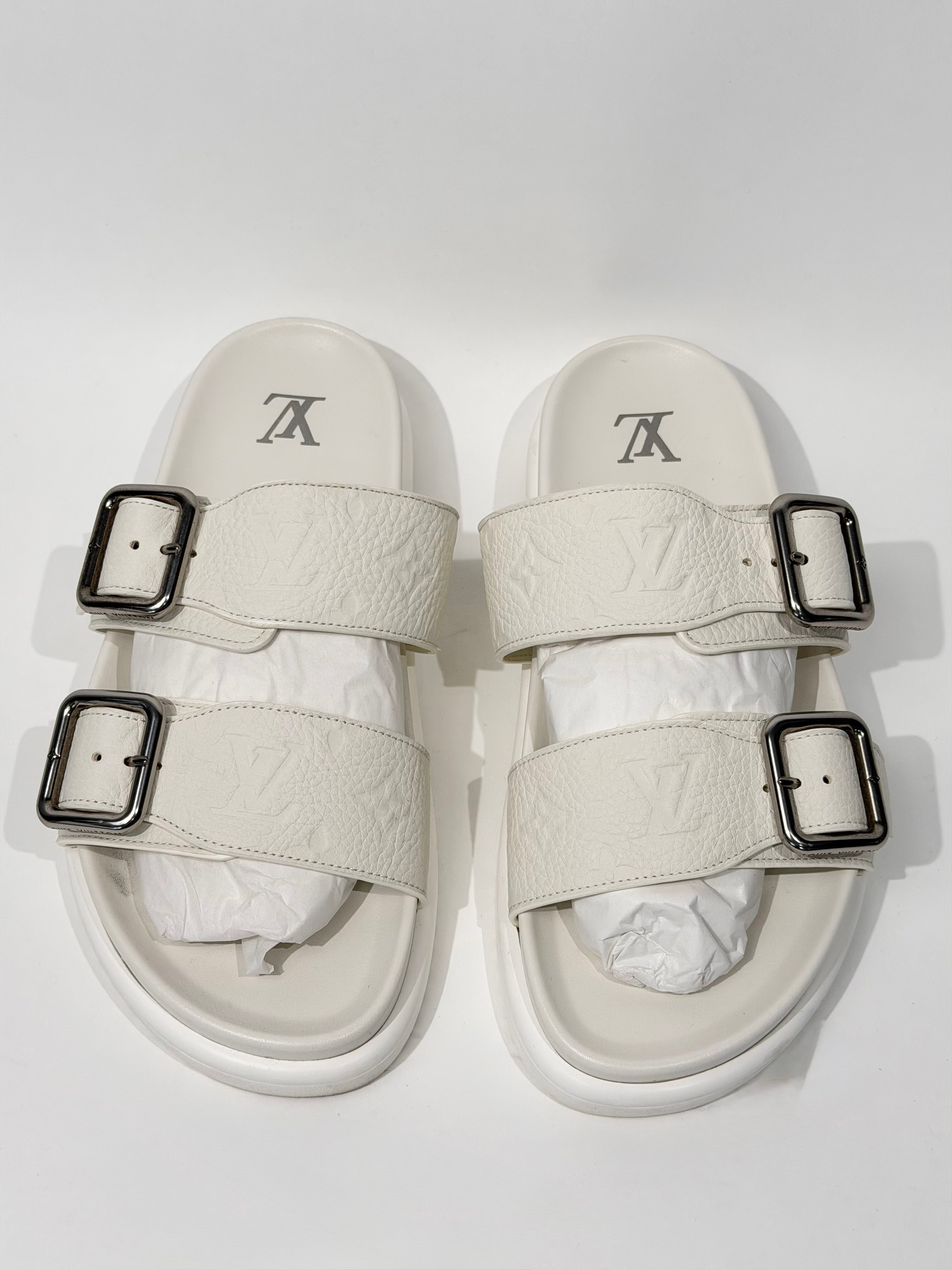 LOUIS VUITTON WHITE VENICE MULES - UK 6 (Fit 7) | PRE OWNED