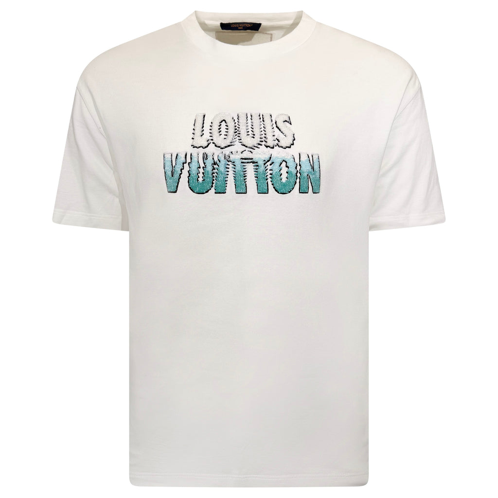 LOUIS VUITTON T SHIRT WHITE SEQUIN T SHIRT - LARGE | PRE OWNED